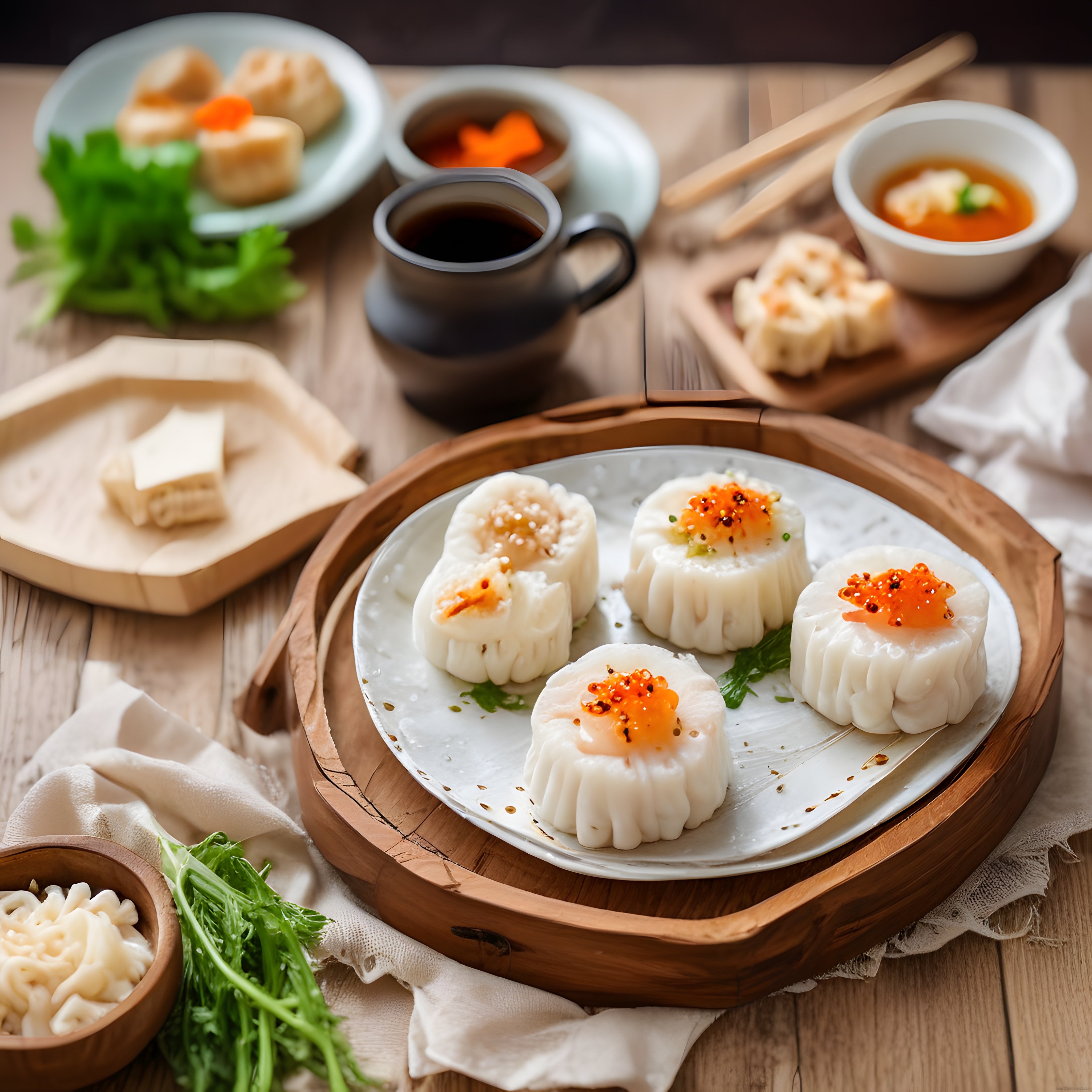 Bambu Buhar Sepetinde Sunulan Renkli Dim Sum ve Uzak Doğu Lezzetleri
