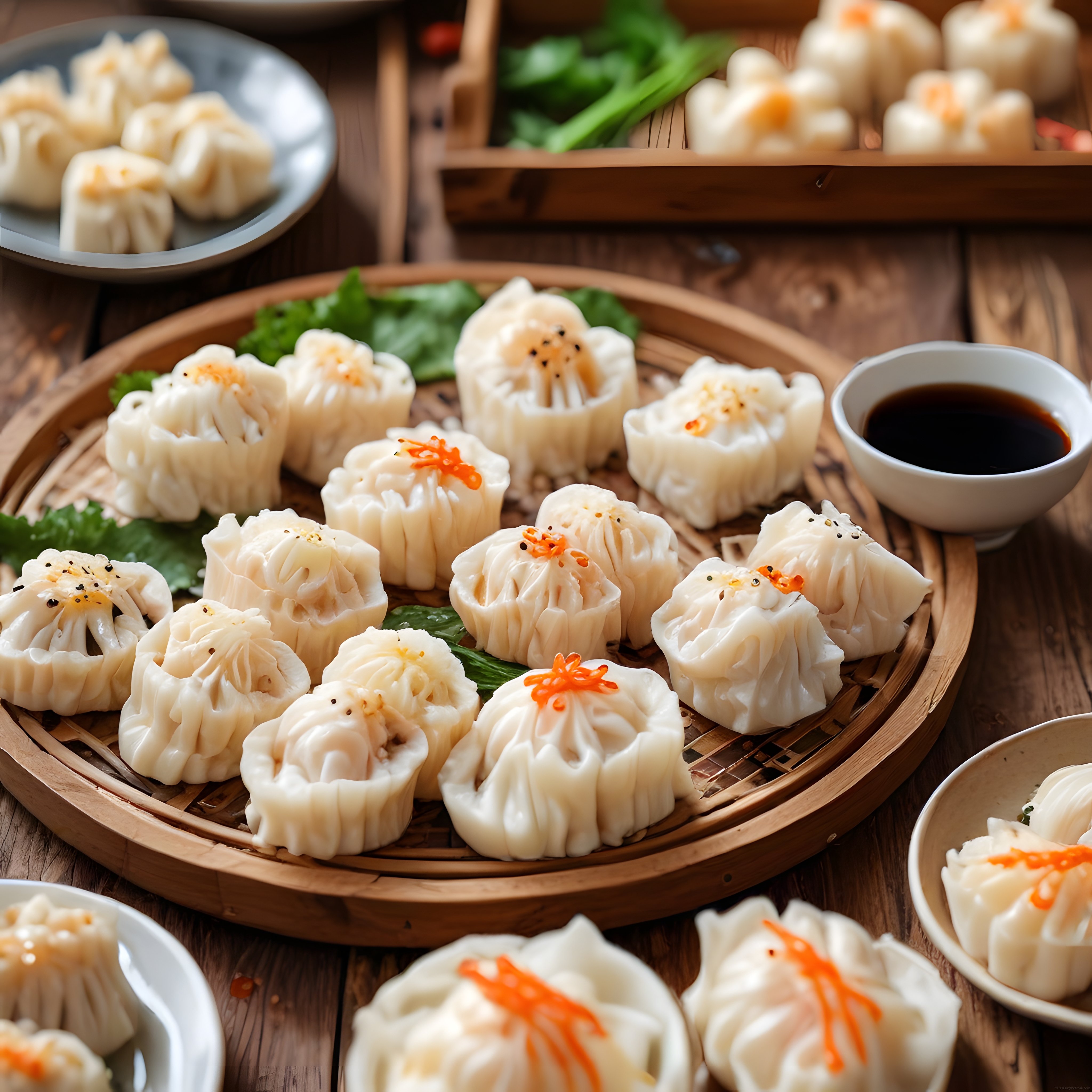 Bambu Buharda Çin Mantısı Siomay: Geleneksel Dim Sum Lezzeti ve Soya Sosu