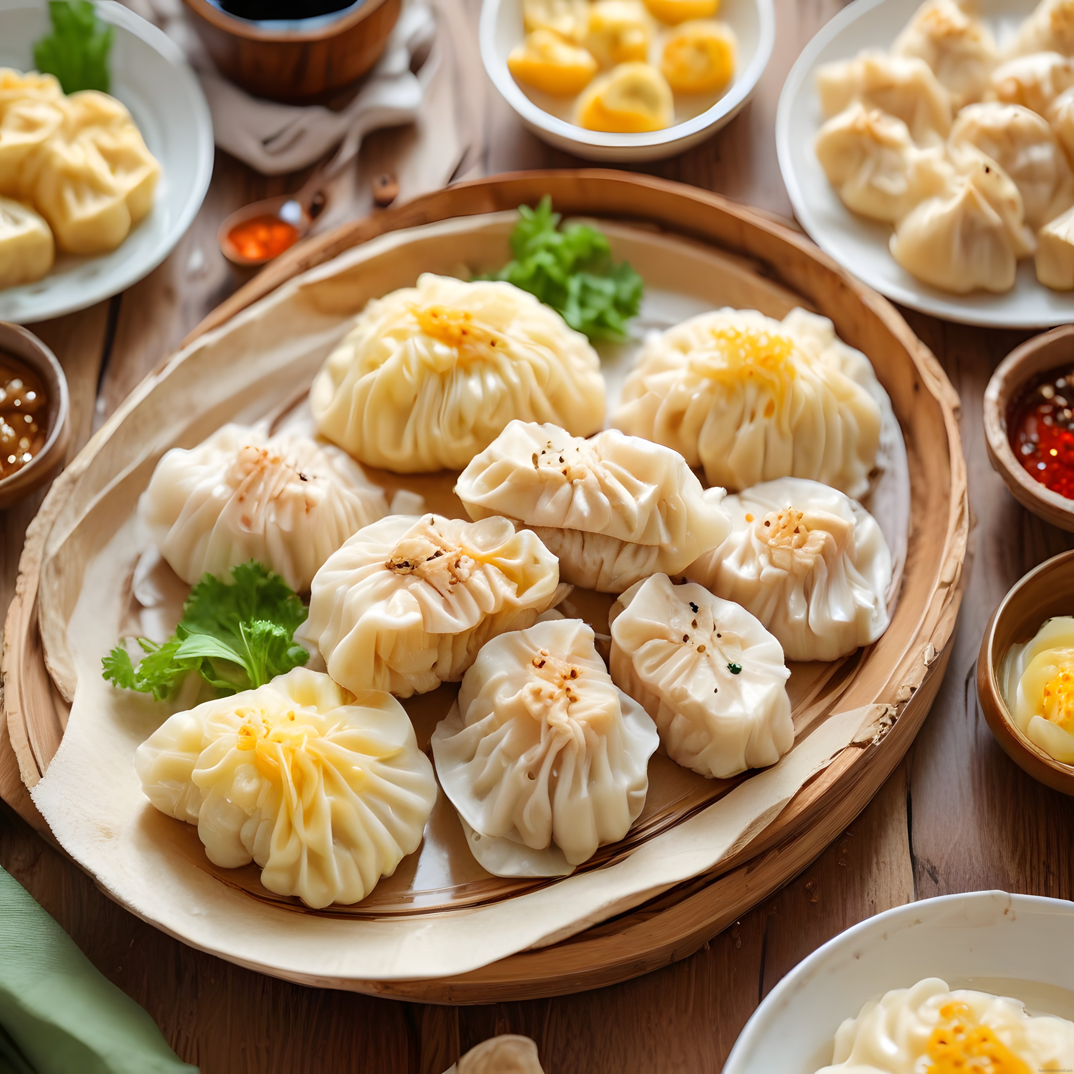 Bambu Buharda Pişirilmiş Geleneksel Asya Mantıları: Dim Sum Lezzet Şöleni