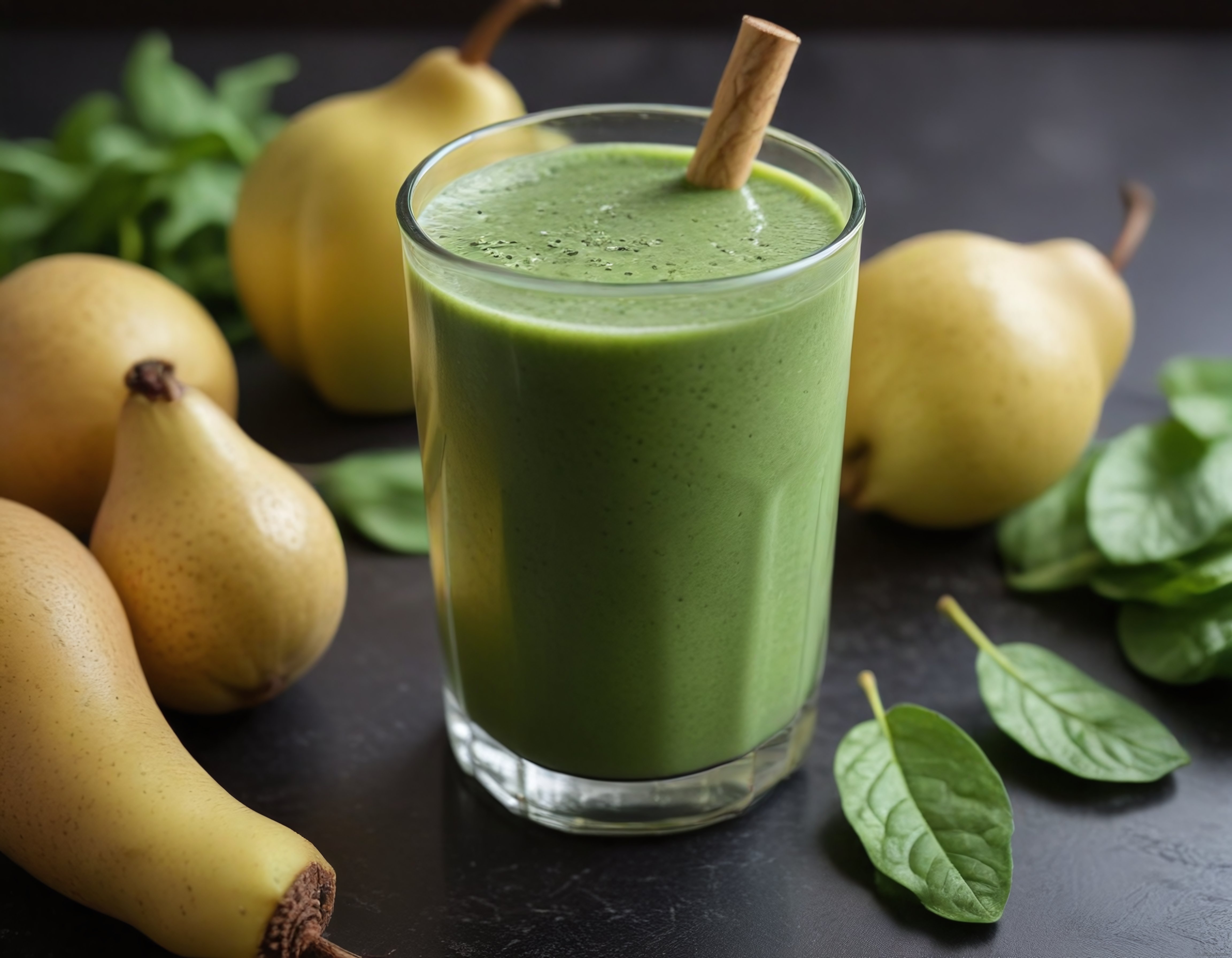 Bambu Pipetli Muzlu Armutlu Yeşil Smoothie ile Enerjik Başlangıç
