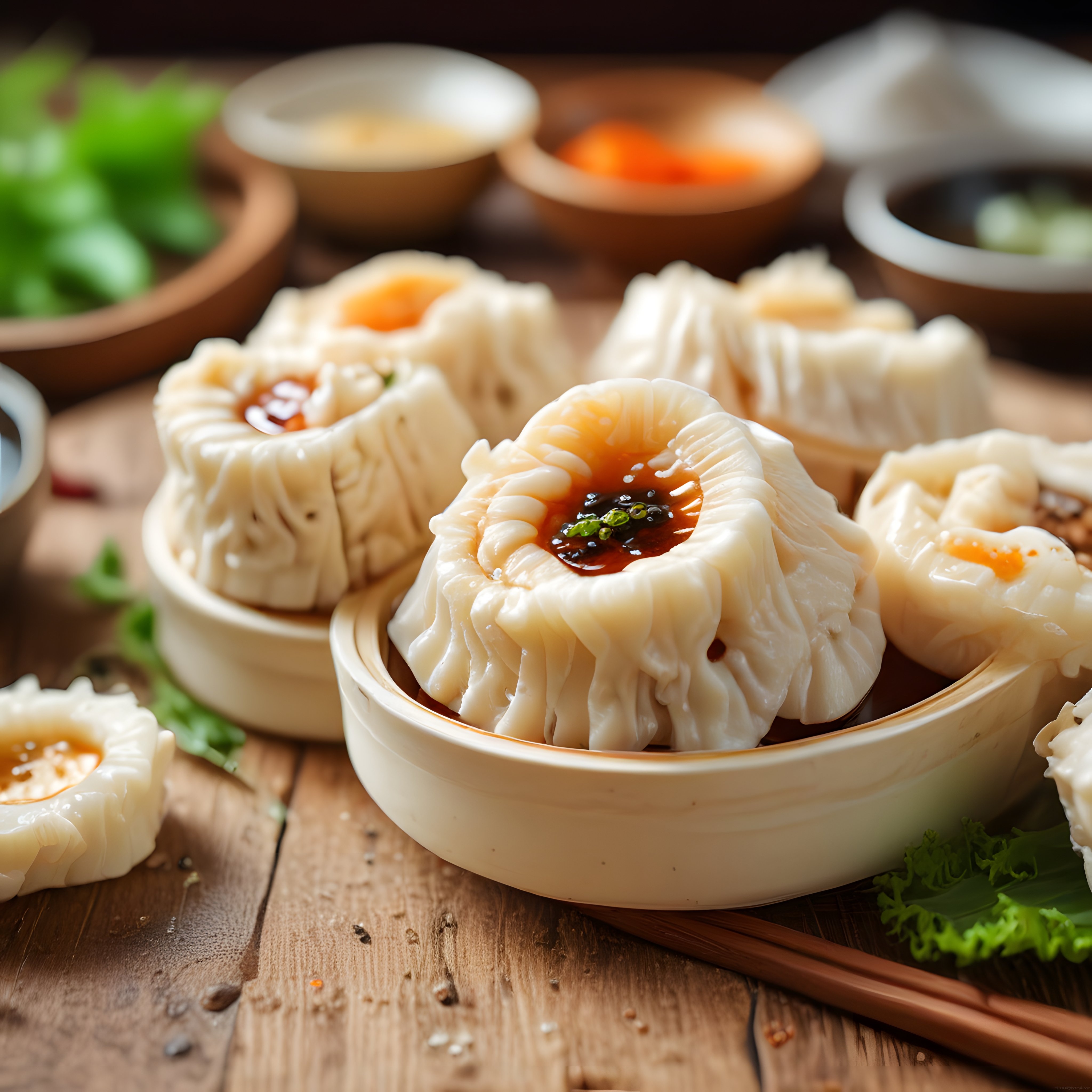 Bambu Sepetlerde Buharda Pişmiş Soslu Çin Mantısı: Geleneksel Dim Sum Ziyafeti