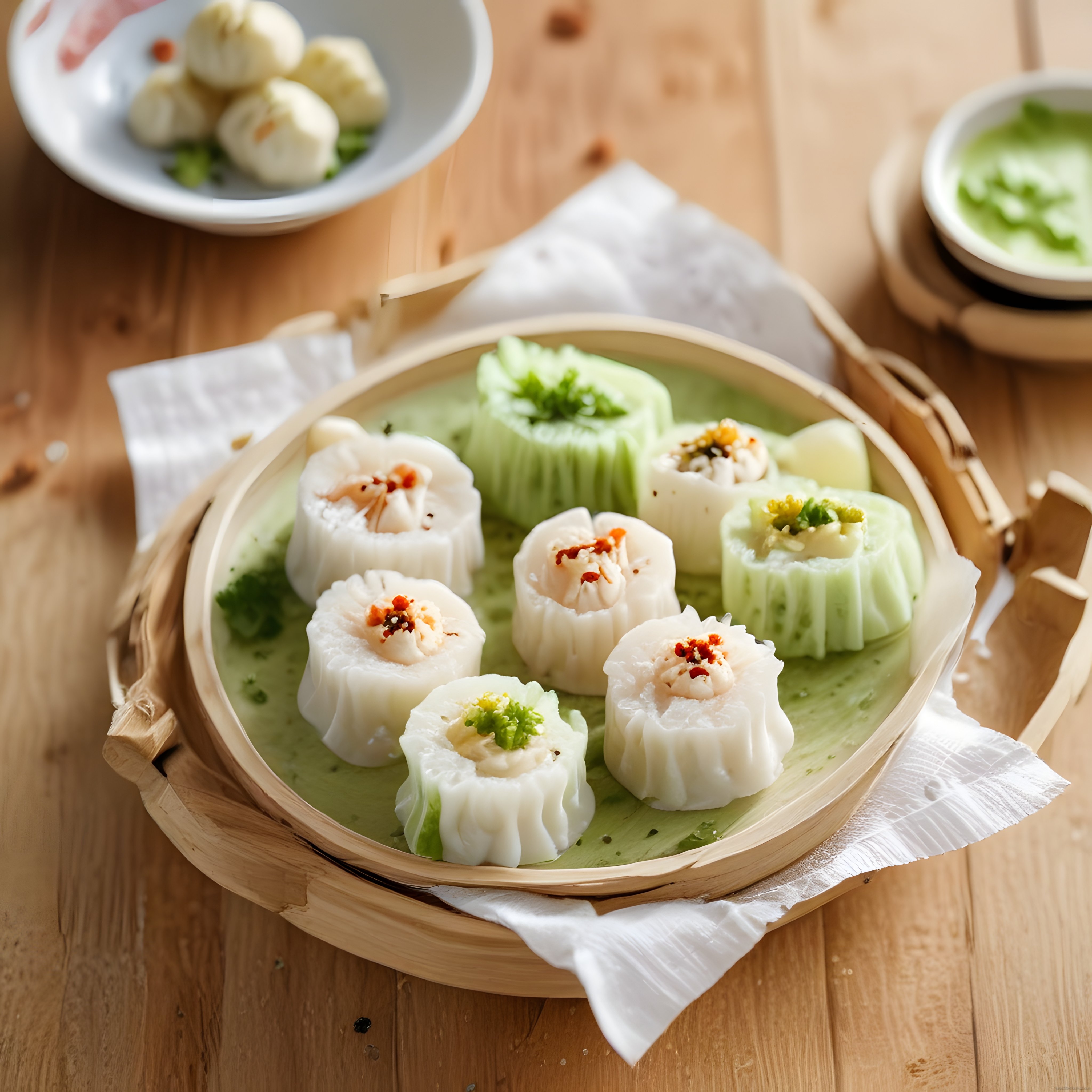 Bambu Sepette Renkli Dim Sum Çeşitleri: Geleneksel Çin Buharda Mantı