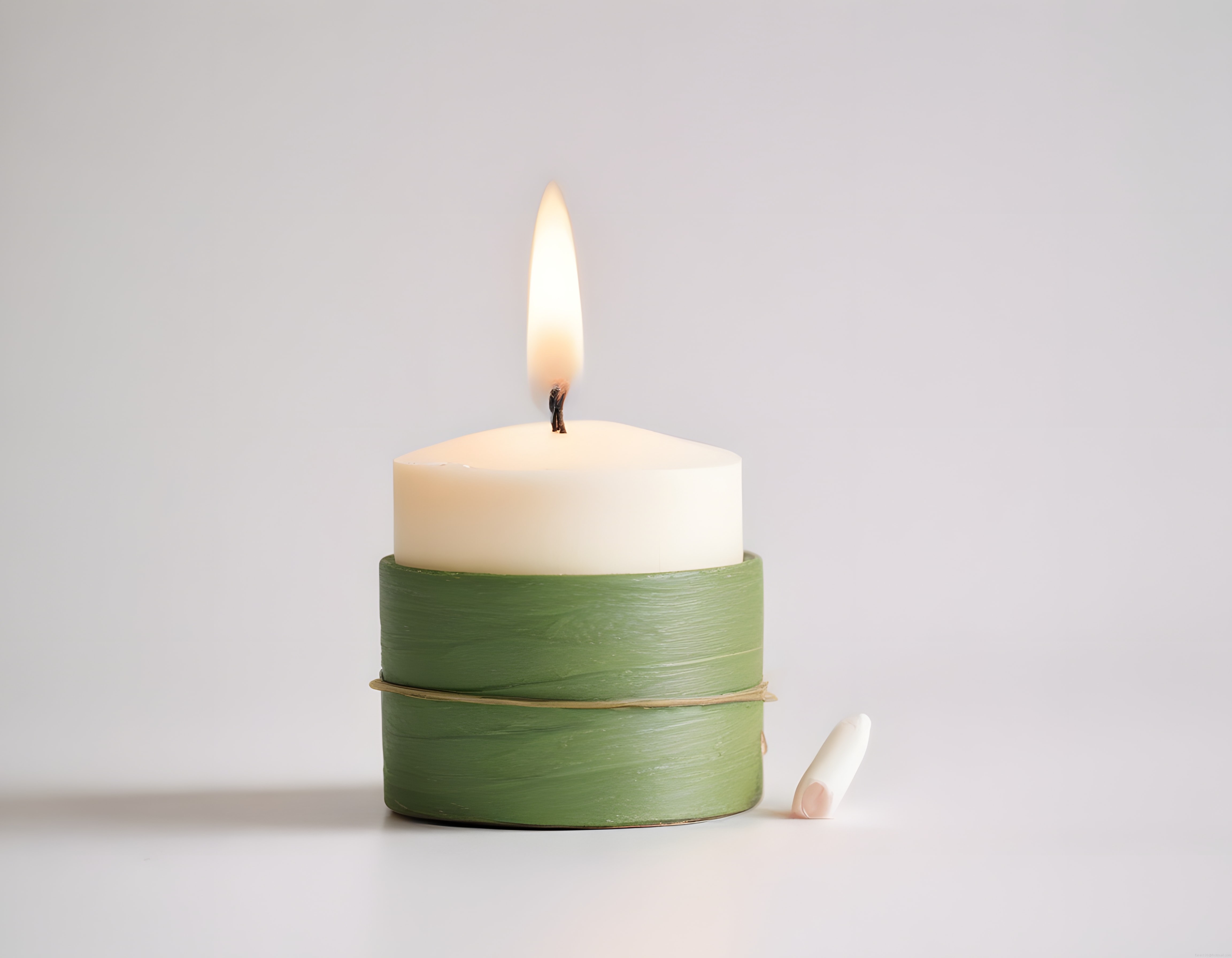 Bambu Yaprağı Sarılı Yanan Mum ile Sade ve Huzurlu Dekorasyon Bambu Yaprağı Sarılı Yanan Mum ile Sade ve Huzurlu Dekorasyon