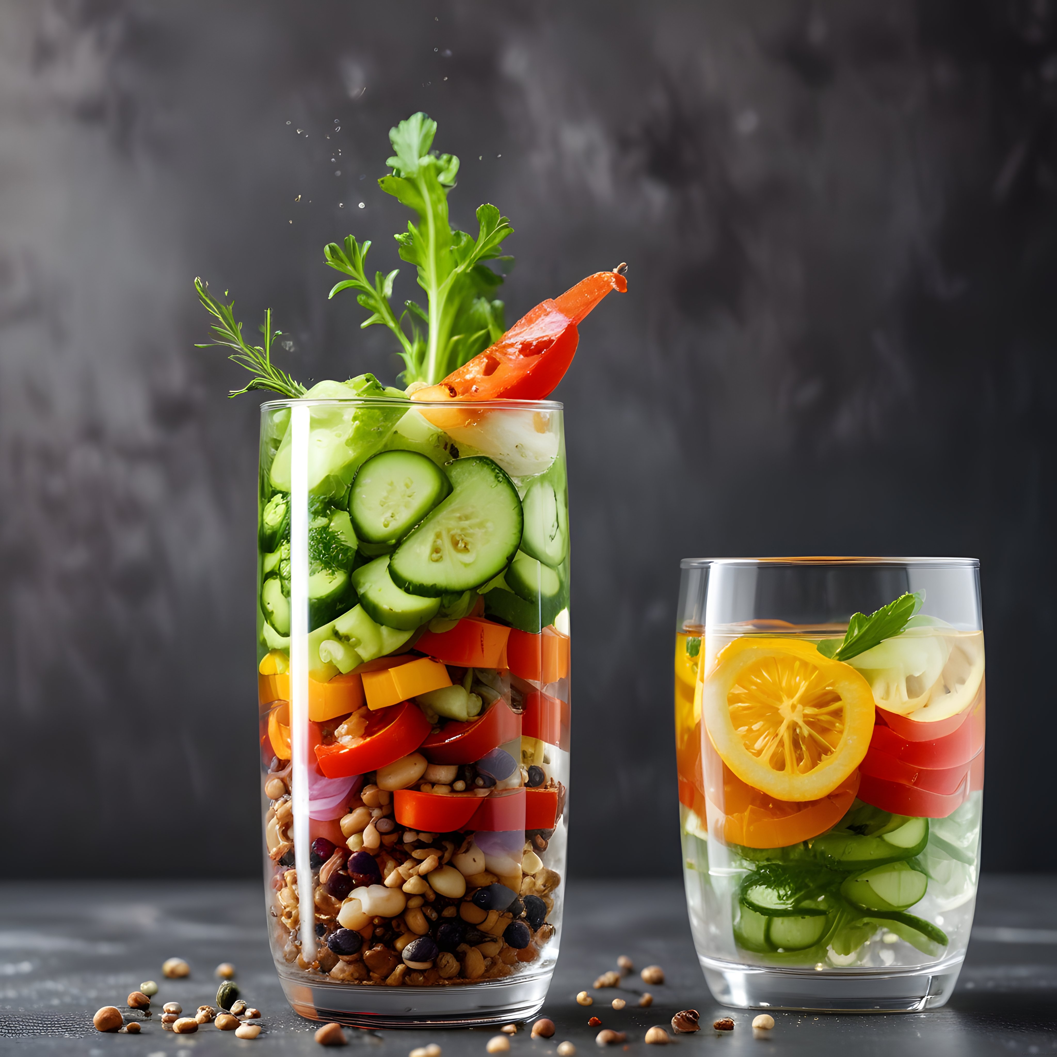 Bardakta Katmanlı Vegan Salata ve Detoks Suyu ile Sağlıklı Beslenme