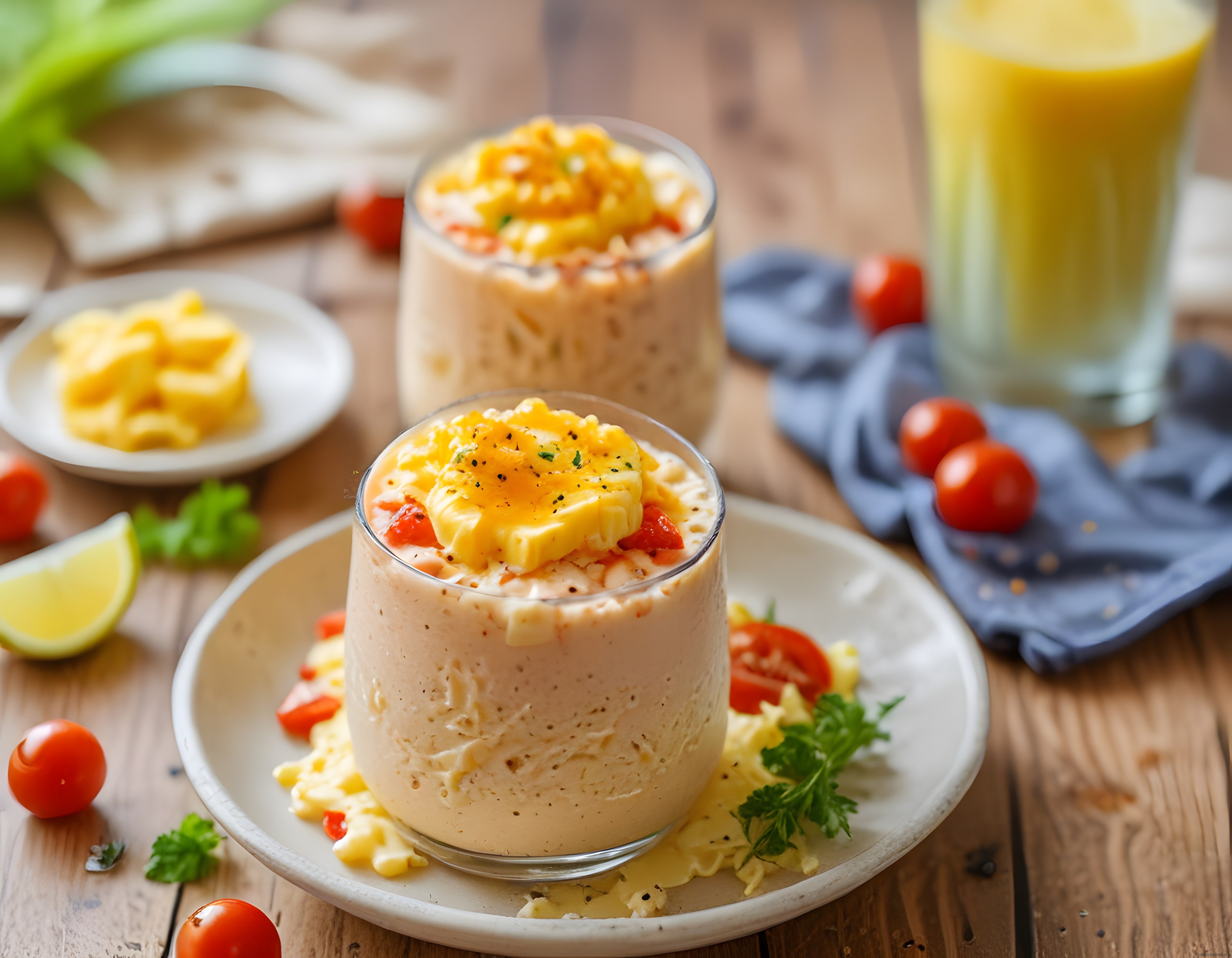 Bardakta Peynirli ve Sebzeli Kremalı Kahvaltılık Tarif Sunumu