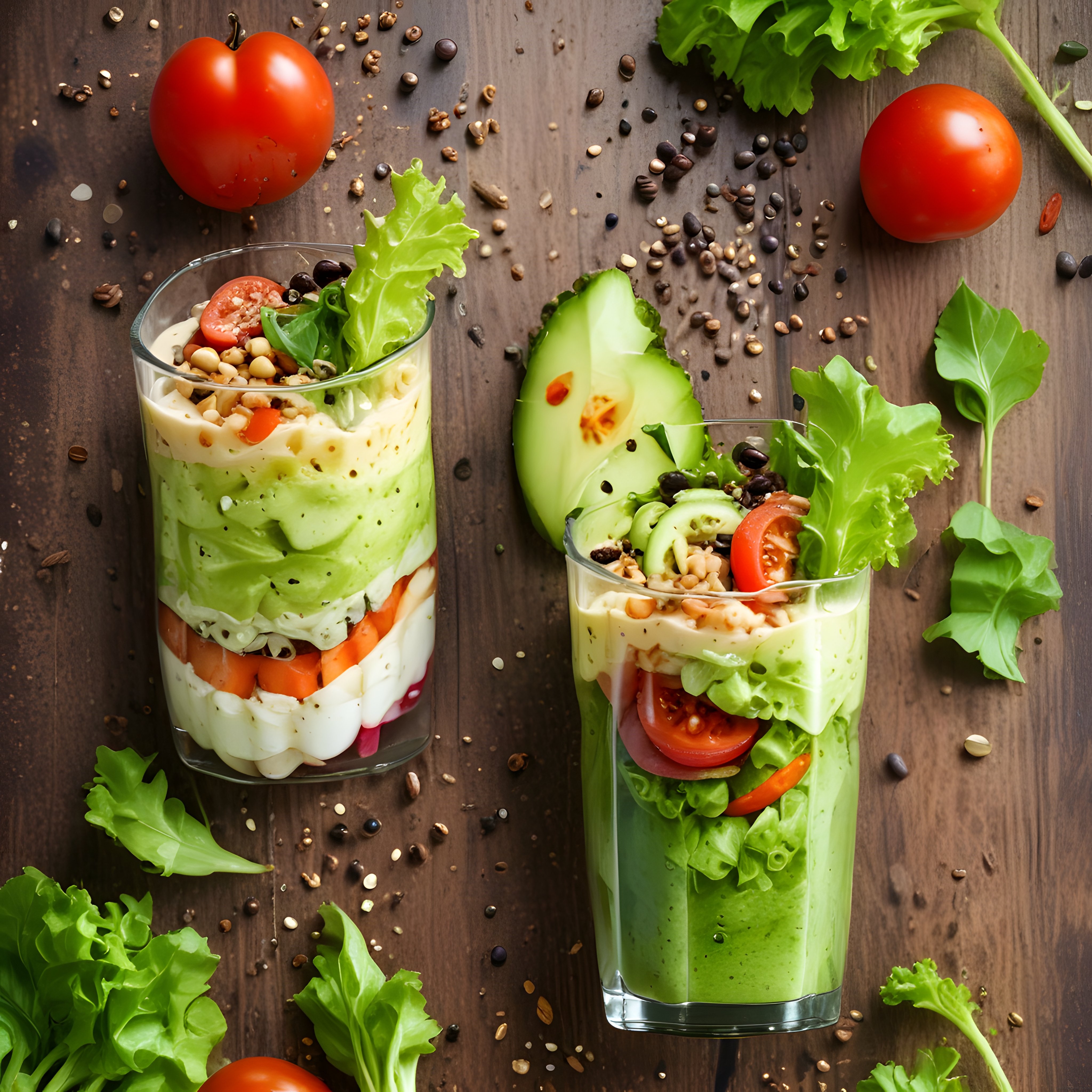 Bardakta Sunulan Katmanlı Sağlıklı Salata ve Taze Sebzeler