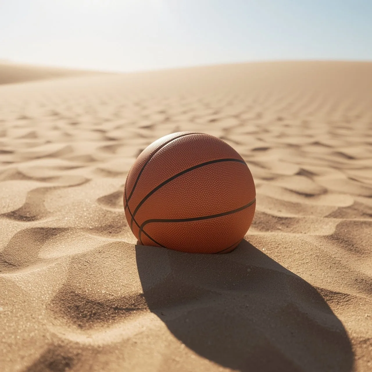 Basketbol topu çöl sahasında - yaz spor fotoğrafı