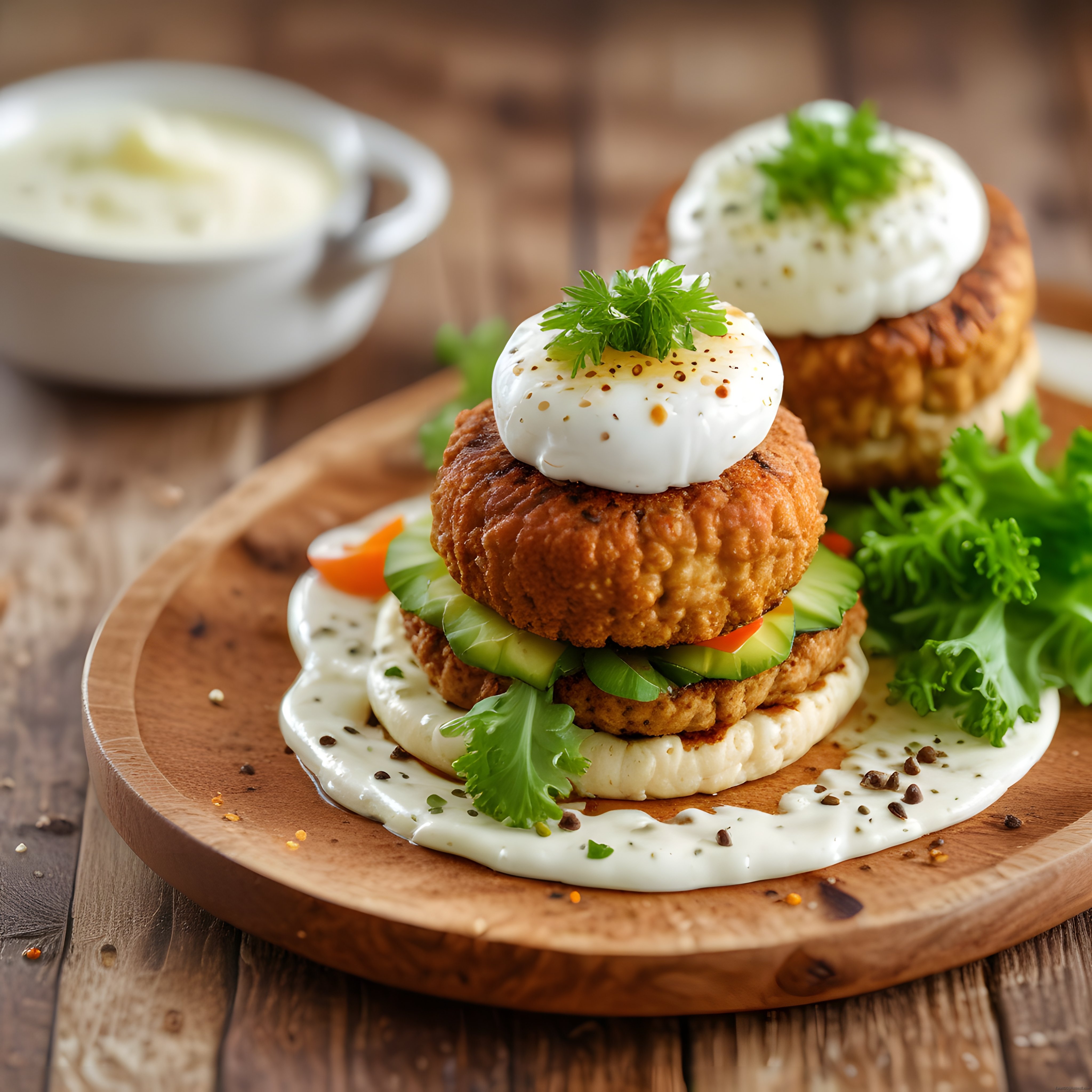 Bazlama Üzerinde Poşe Yumurtalı Köfte Burger ile Lezzetli Kahvaltı Sunumu