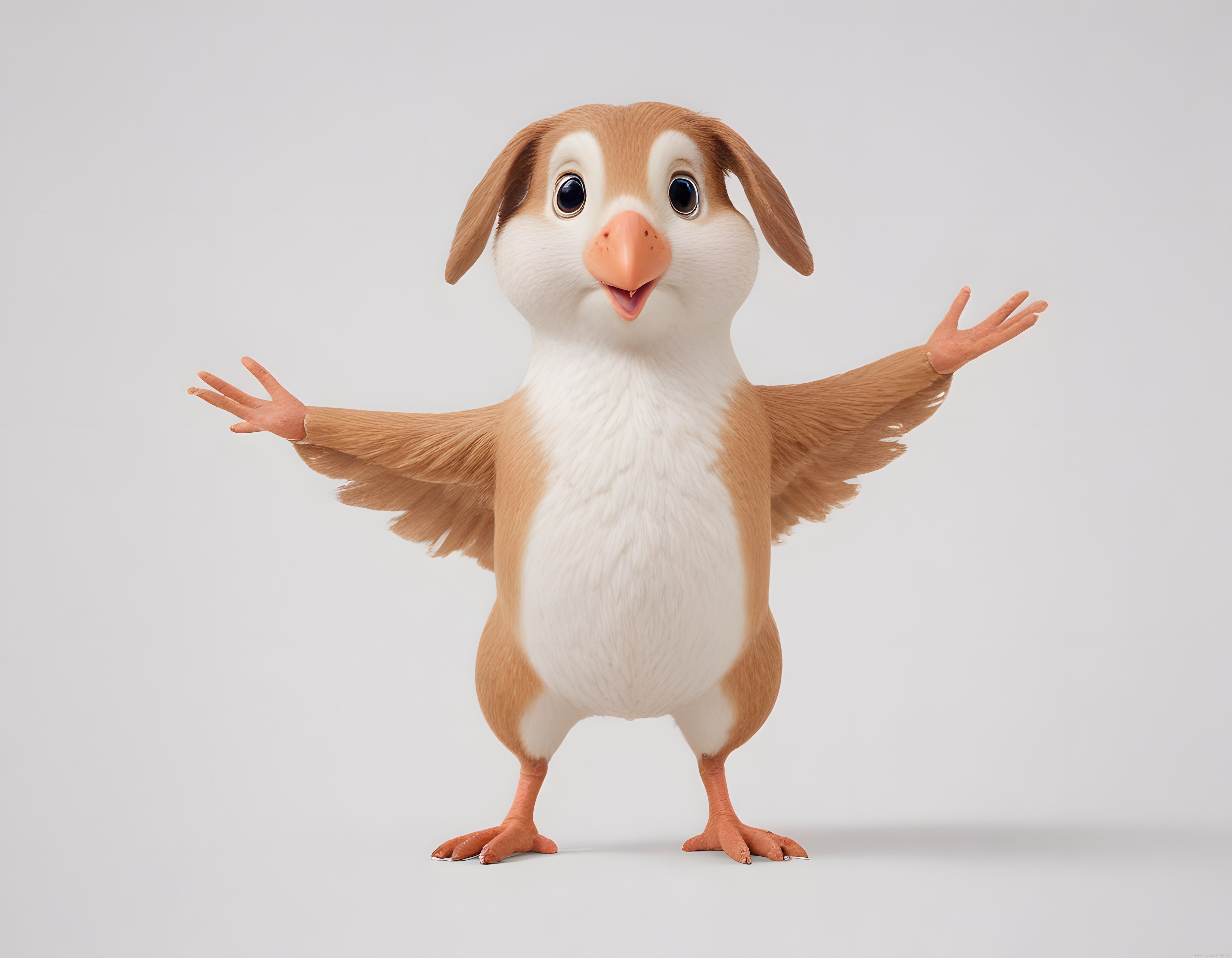 Beagle Köpeği ve Penguen Karışımı Sevimli 3D Animasyon Karakteri