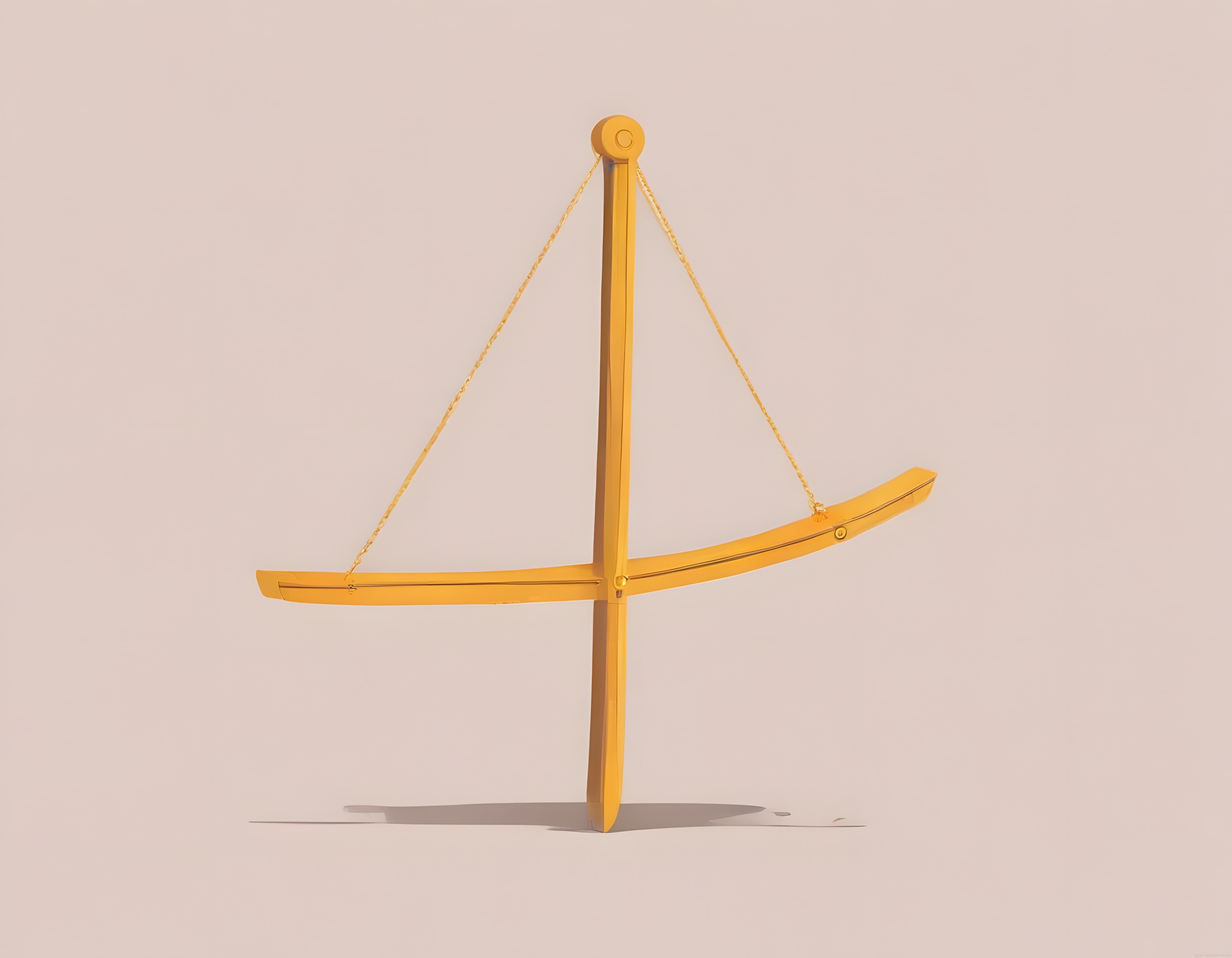 Bej Arka Planda Altın Sarısı Minimalist Yelkenli Tekne 3D Tasarımı