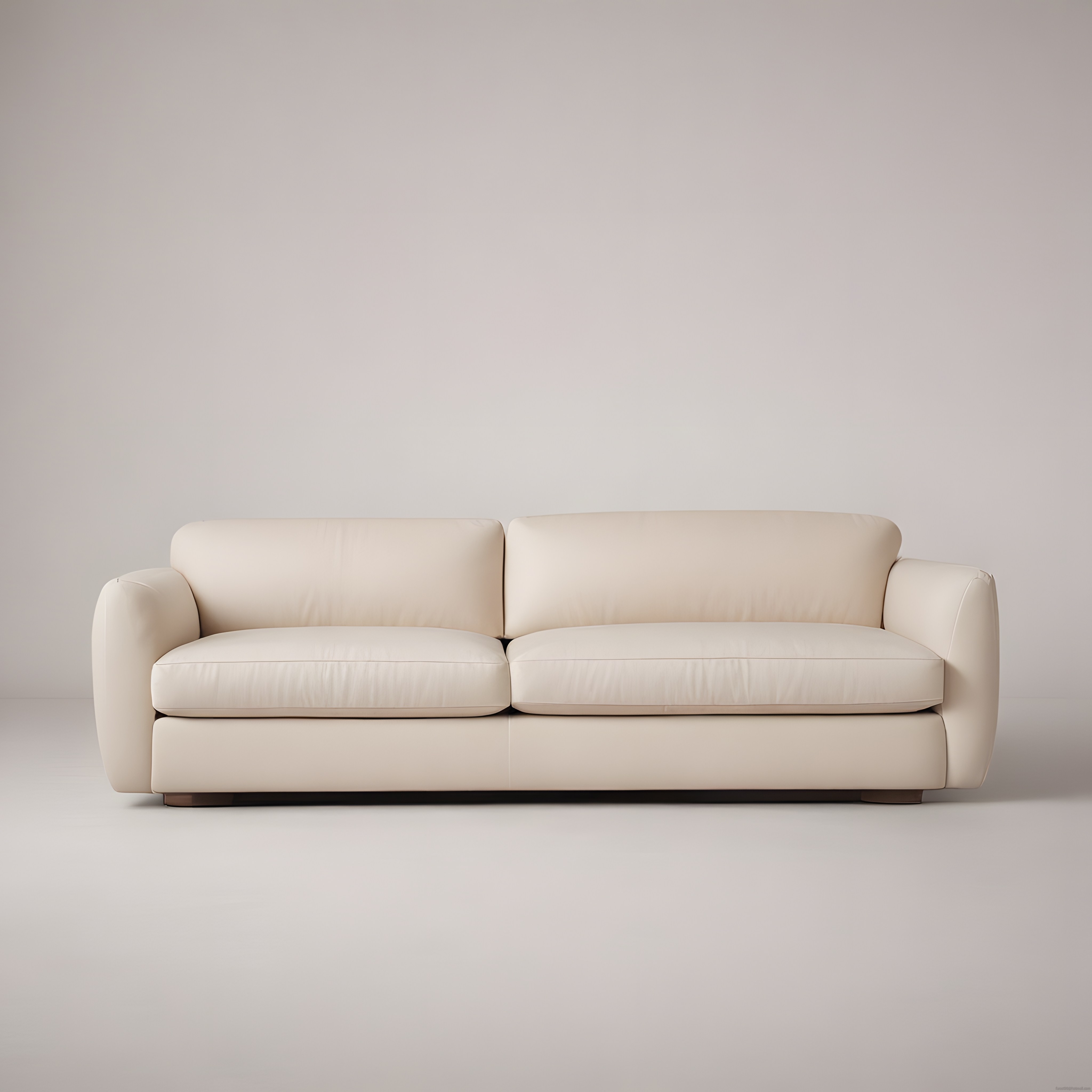 Bej rengi modern minimalist üçlü kanepe ve soft stüdyo arka plan çekimi