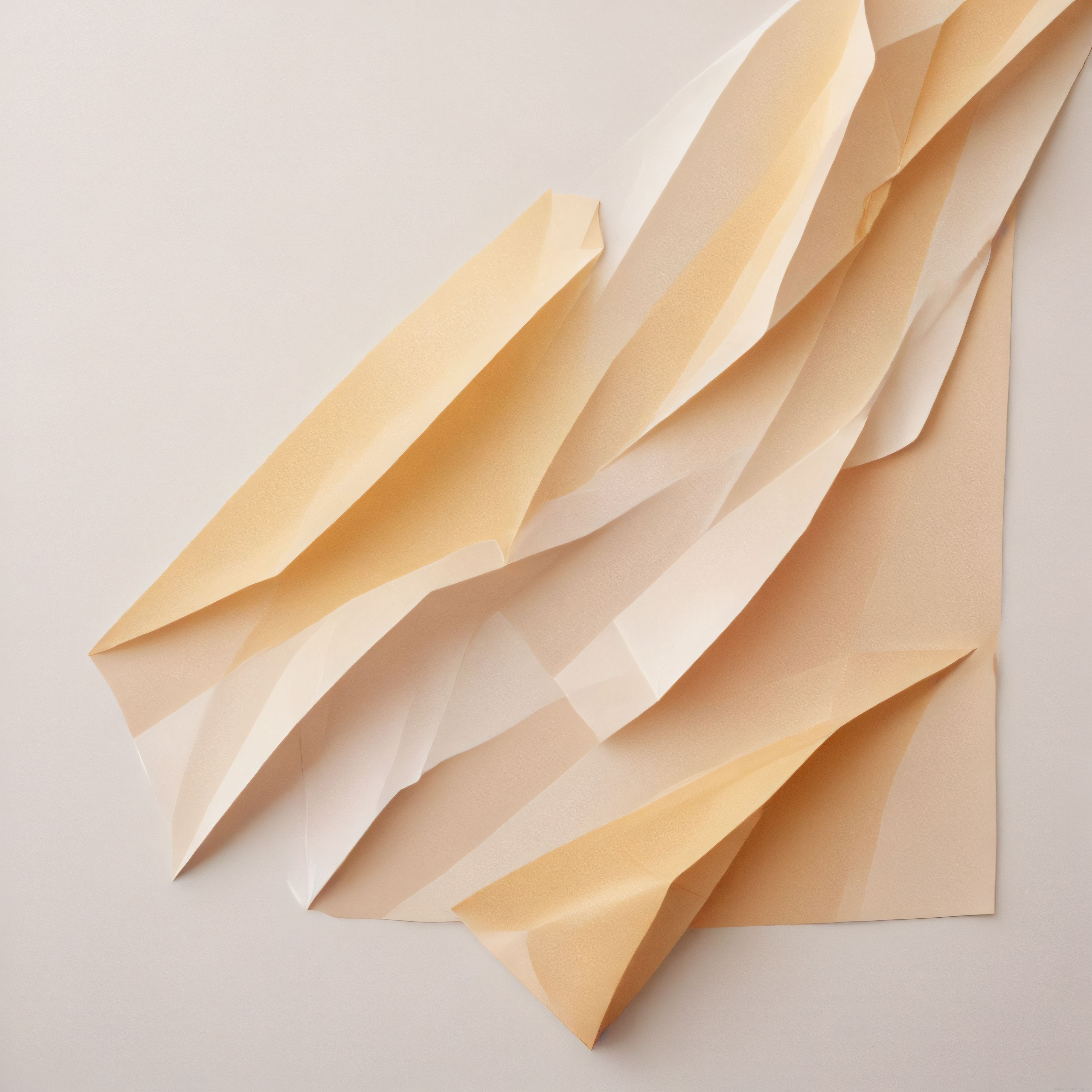 bej tonlarında katlanmış kağıtlarla oluşturulmuş soyut ve minimalist sanat eseri