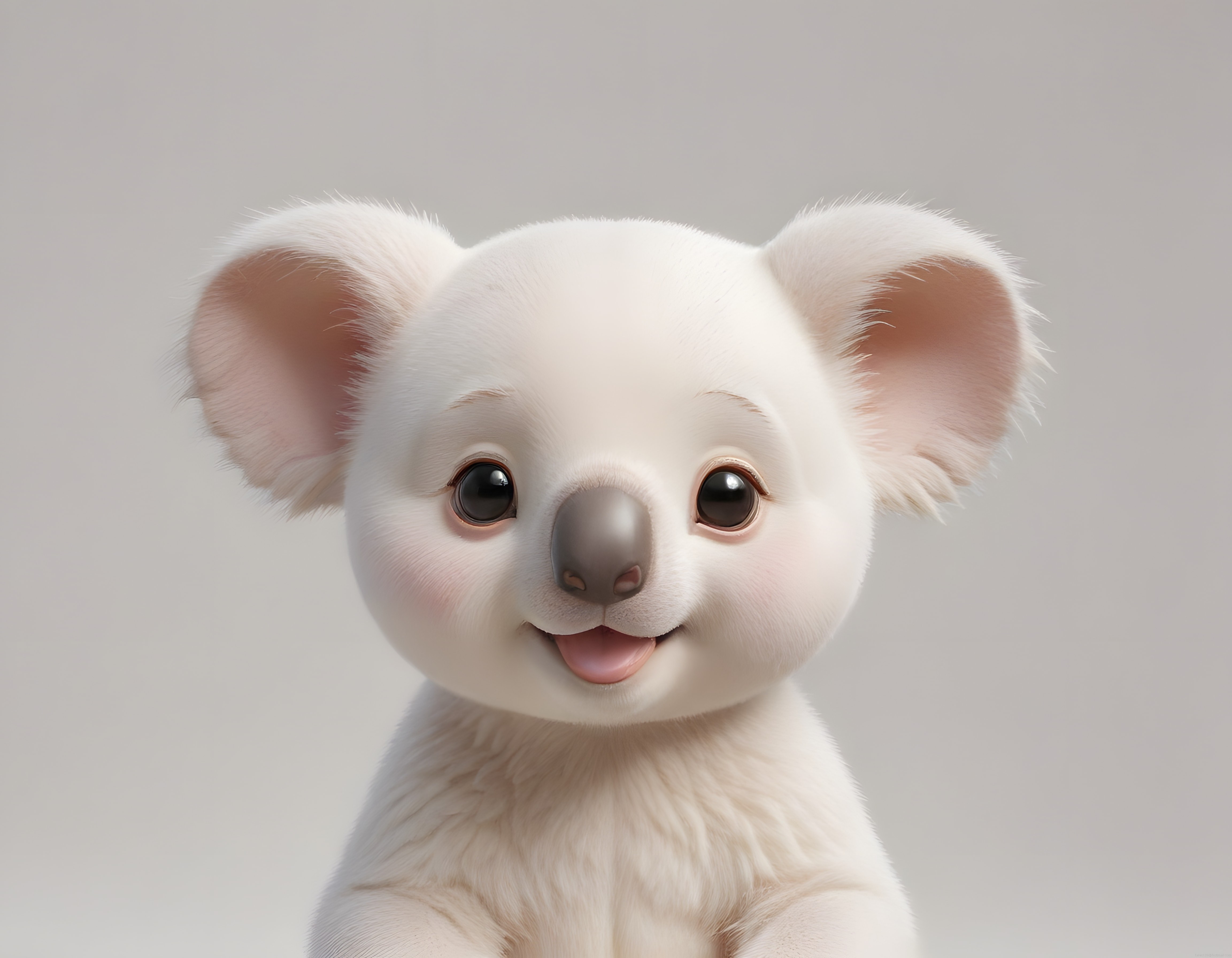 Bembeyaz Tüylü Sevimli Koala Yavrusunun Masum Gülümsemesi