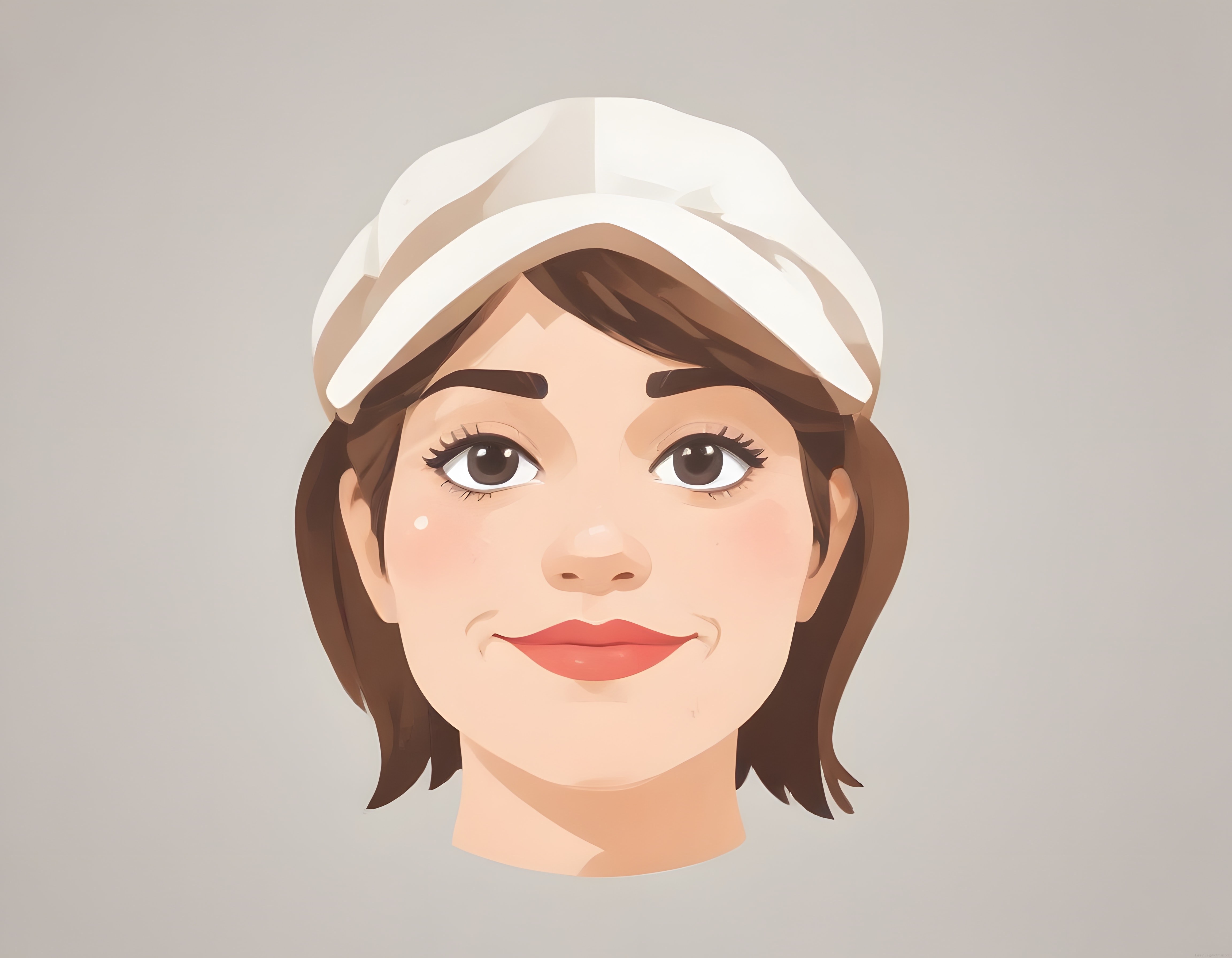 Bere Takan Genç Kadının Dijital Portre Çizimi ve Minimalist Karakter Tasarım