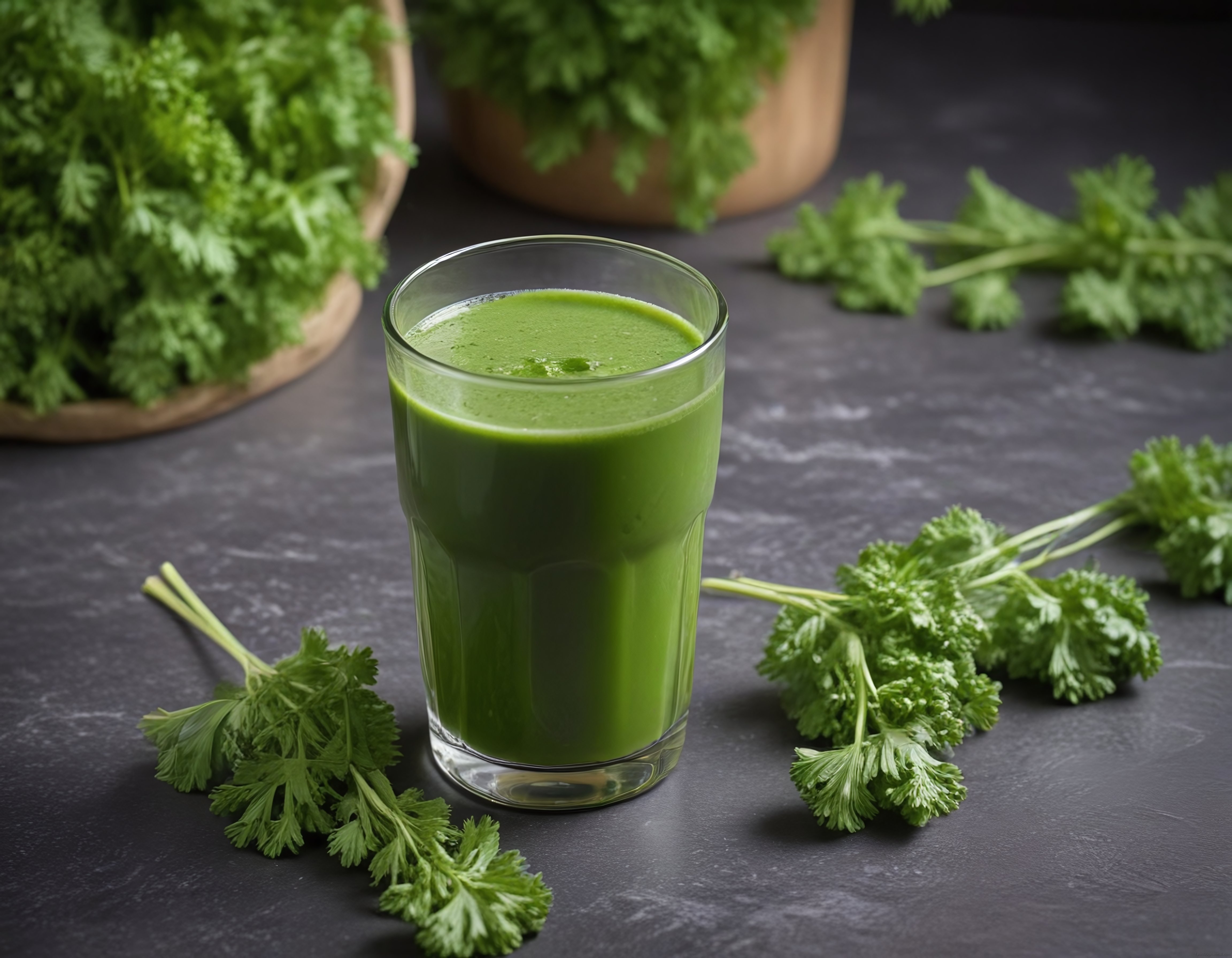 Berrak Bardakta Taze Maydanoz Suyu ile Besleyici Yeşil Detox Smoothie
