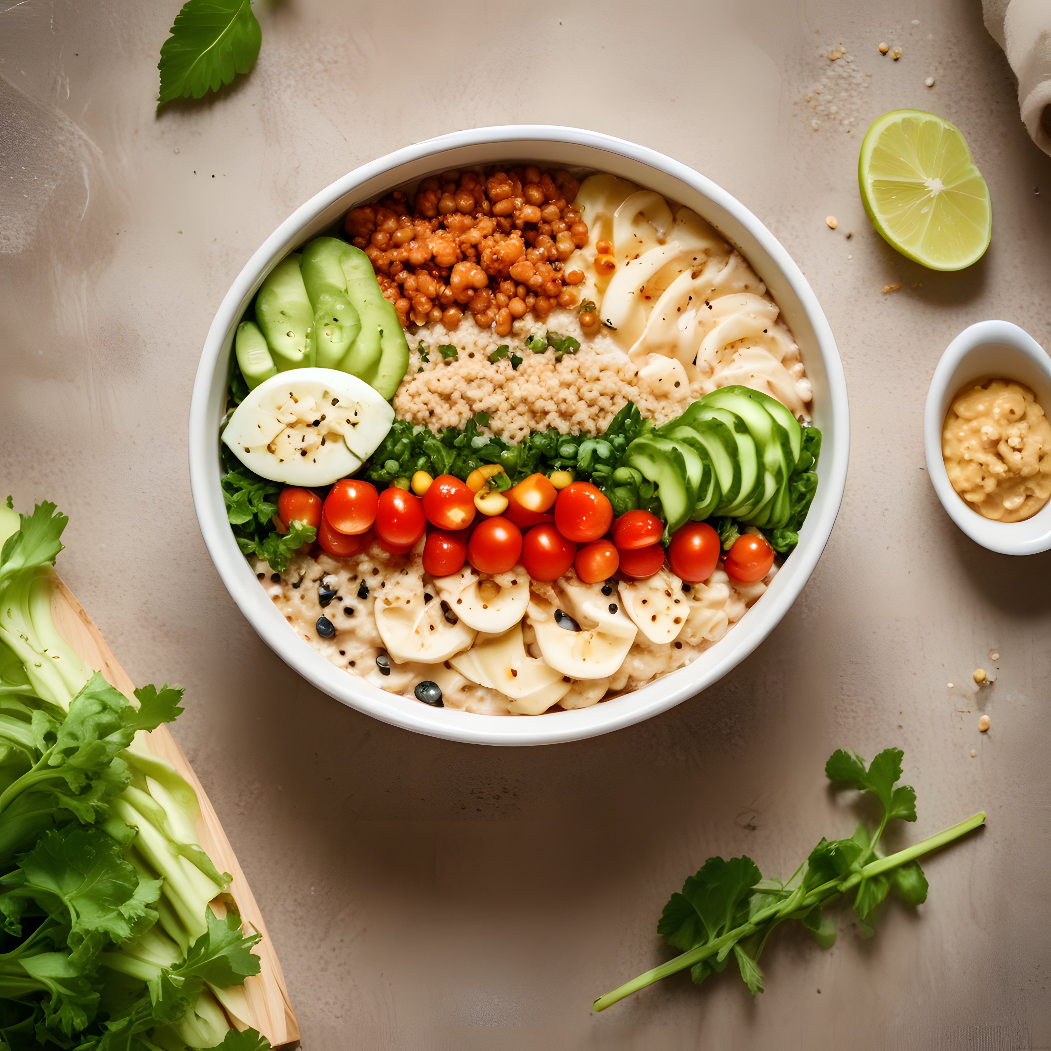 Besleyici Buddha Bowl: Taze Sebzeler, Mercimek ve Yumurta ile Sağlıklı Öğün
