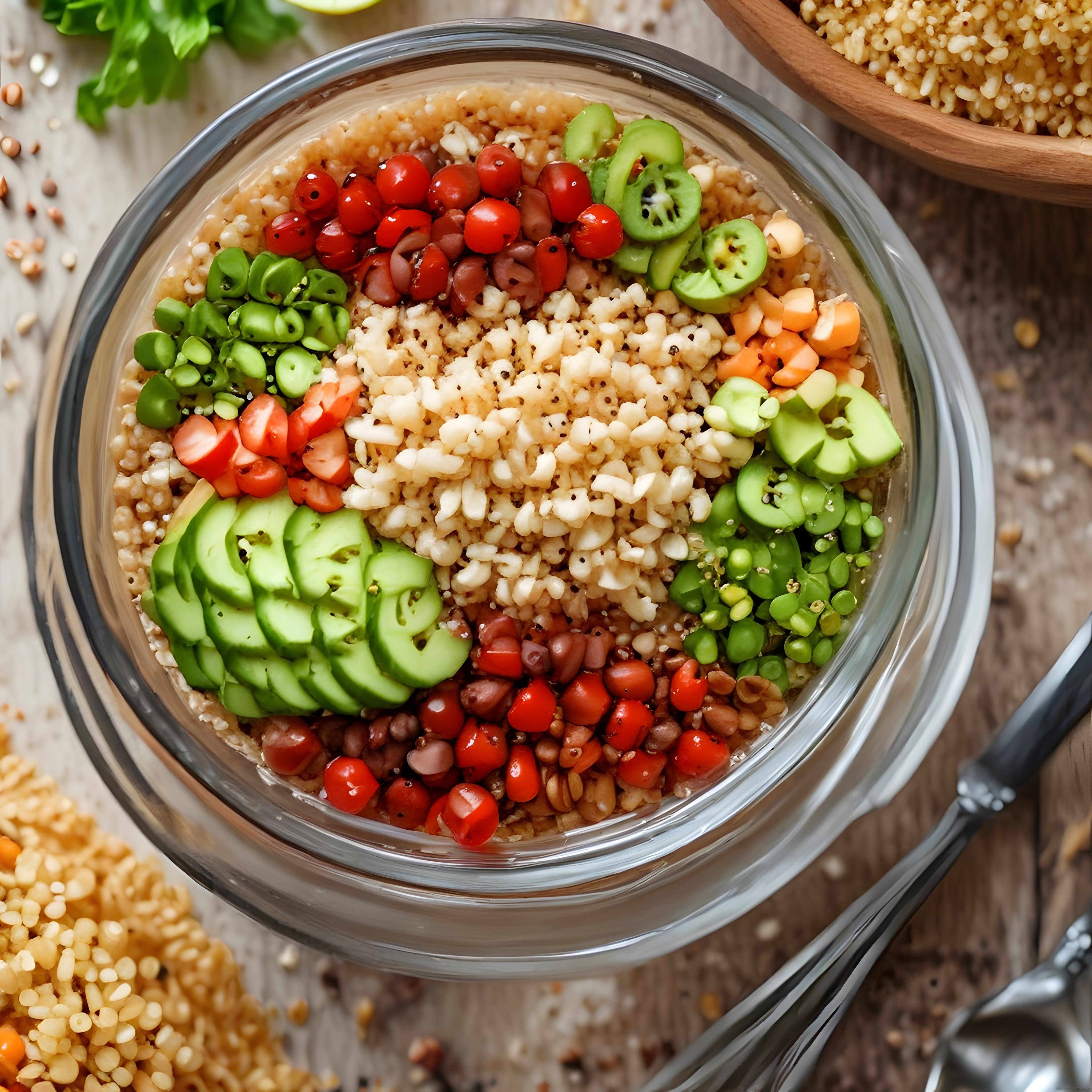 Besleyici Kinoa Kasesi: Avokado, Fasulye ve Taze Sebzelerle Vegan Tarif