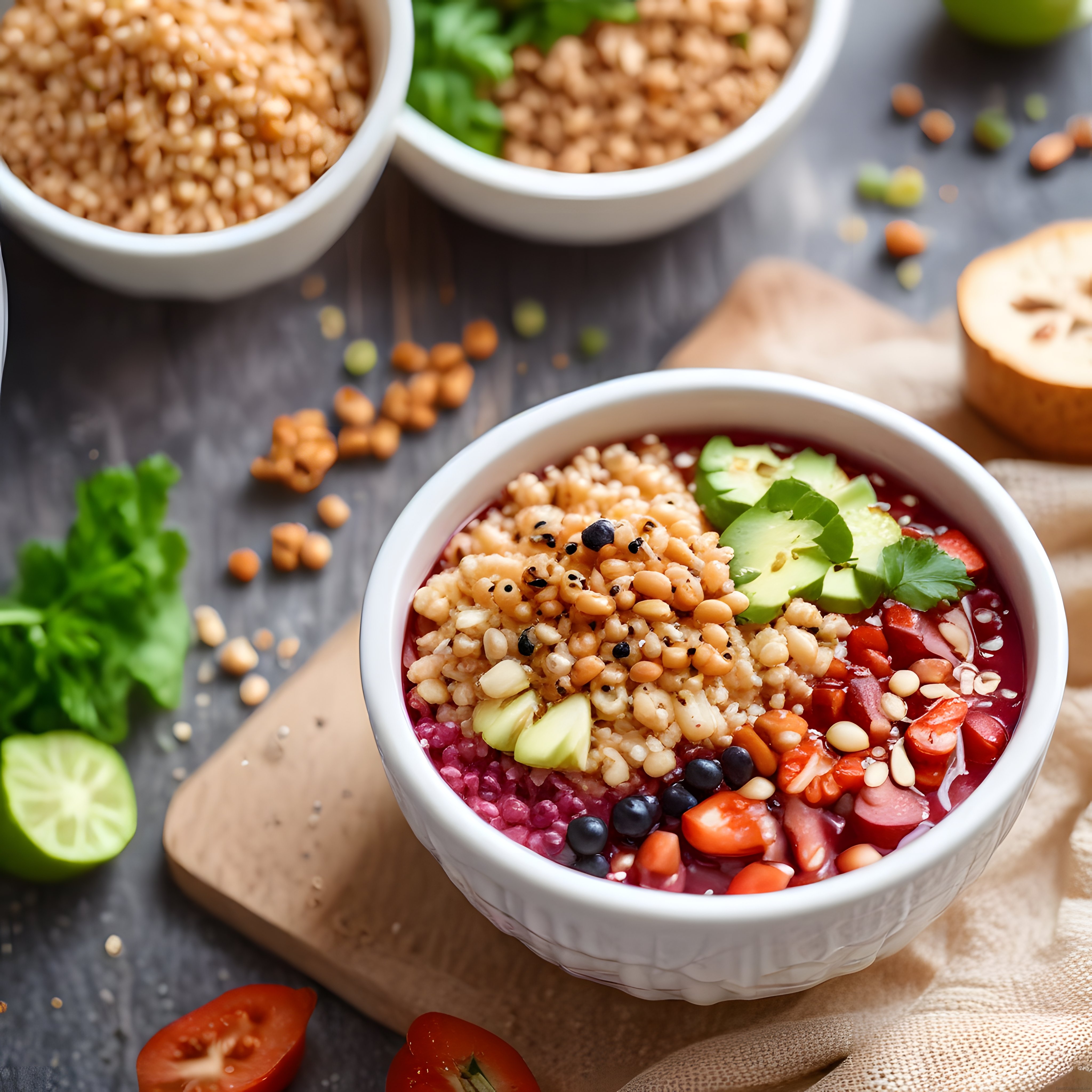 Besleyici Vegan Buddha Kase: Avokado, Tahıl ve Taze Sebzelerle Sağlıklı Öğün