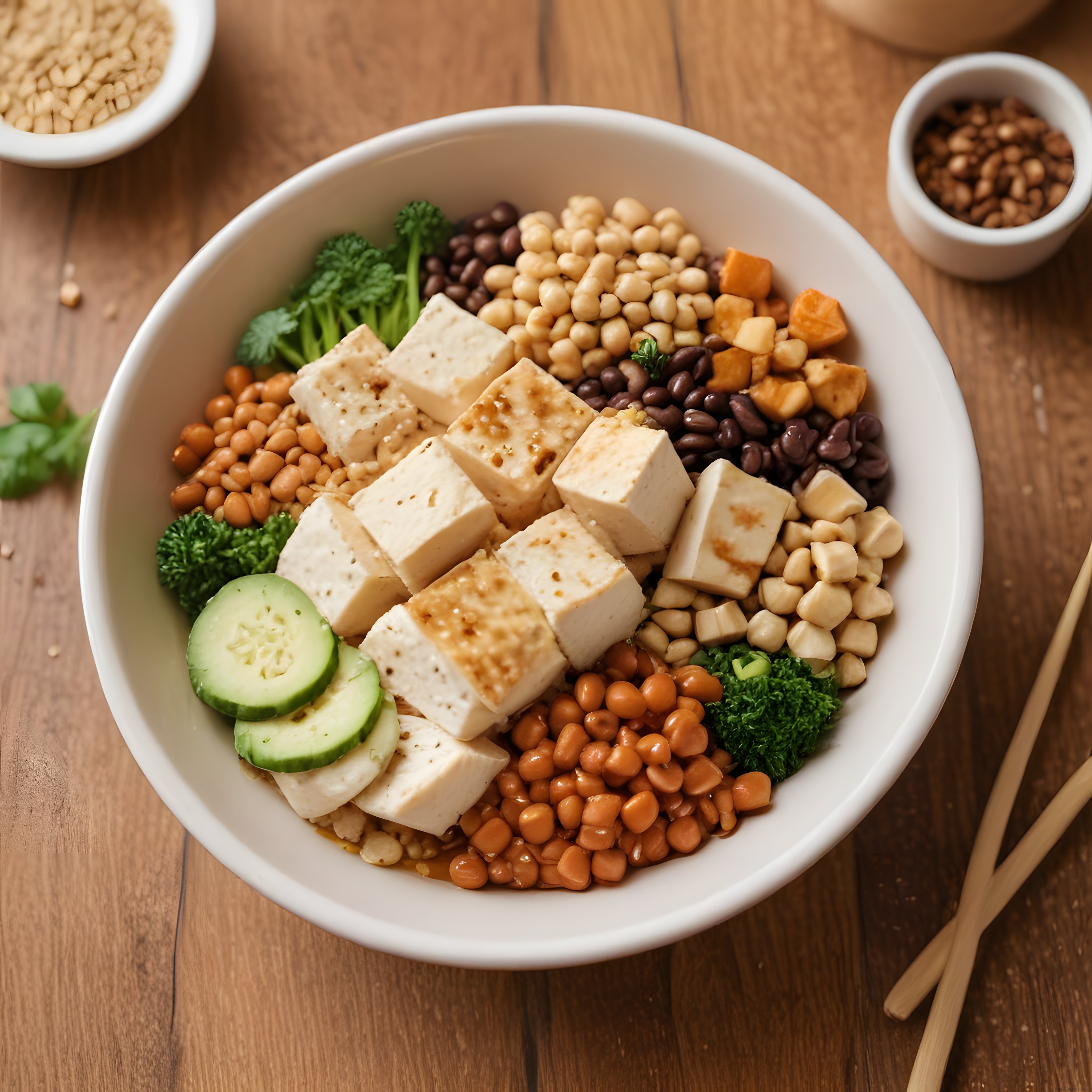 Besleyici Vegan Kase: Soya Soslu Tofu, Brokoli ve Bakliyatlı Sağlıklı Sunum
