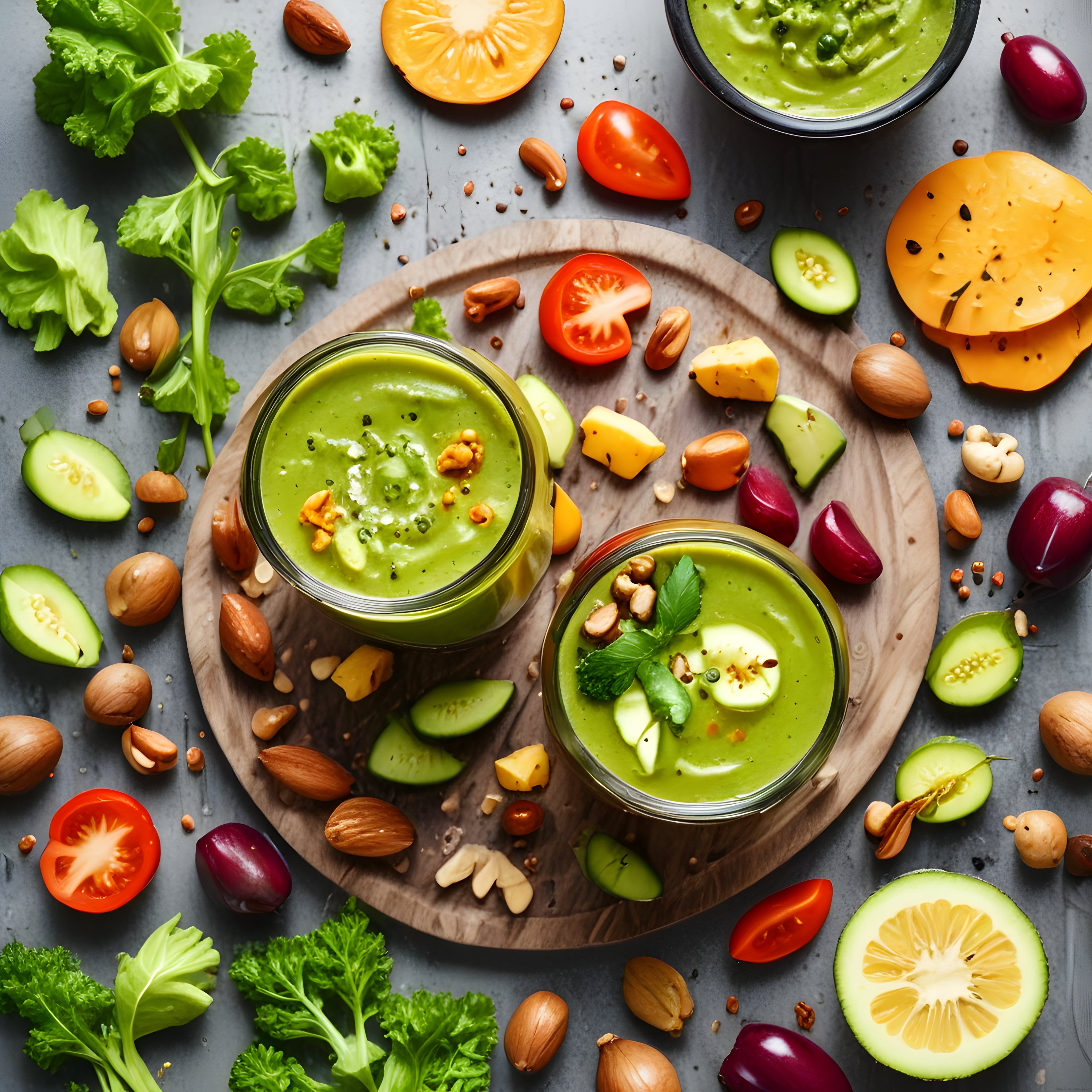 Besleyici Yeşil Detoks Çorbası ve Smoothie Sunumu ile Sağlıklı Beslenme