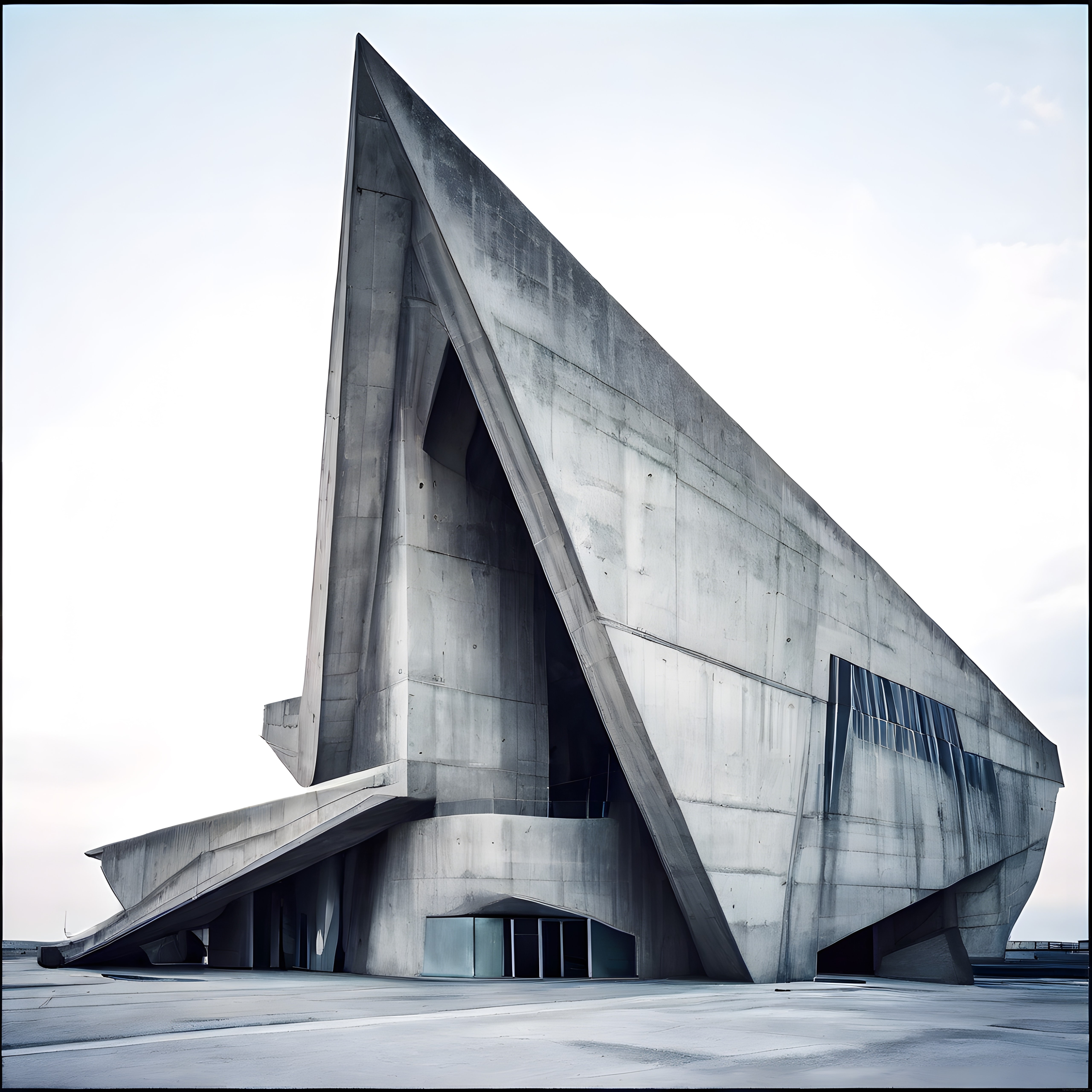 beton kütleden yükselen keskin hatlar: brutalist anıtsal yapı