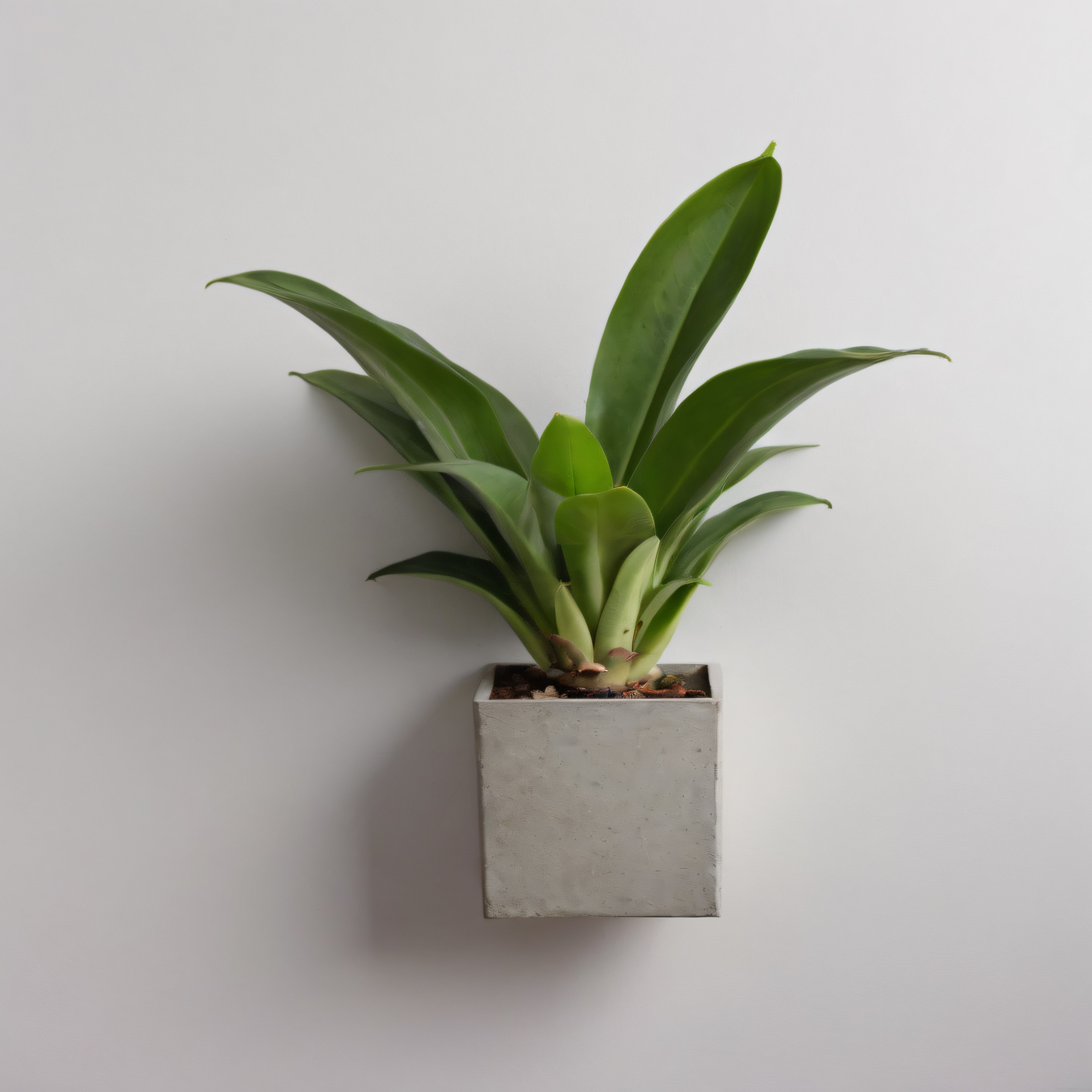 Beton Saksıda Canlı Yeşil Yapraklı Salon Bitkisi ile Minimal Dekorasyon