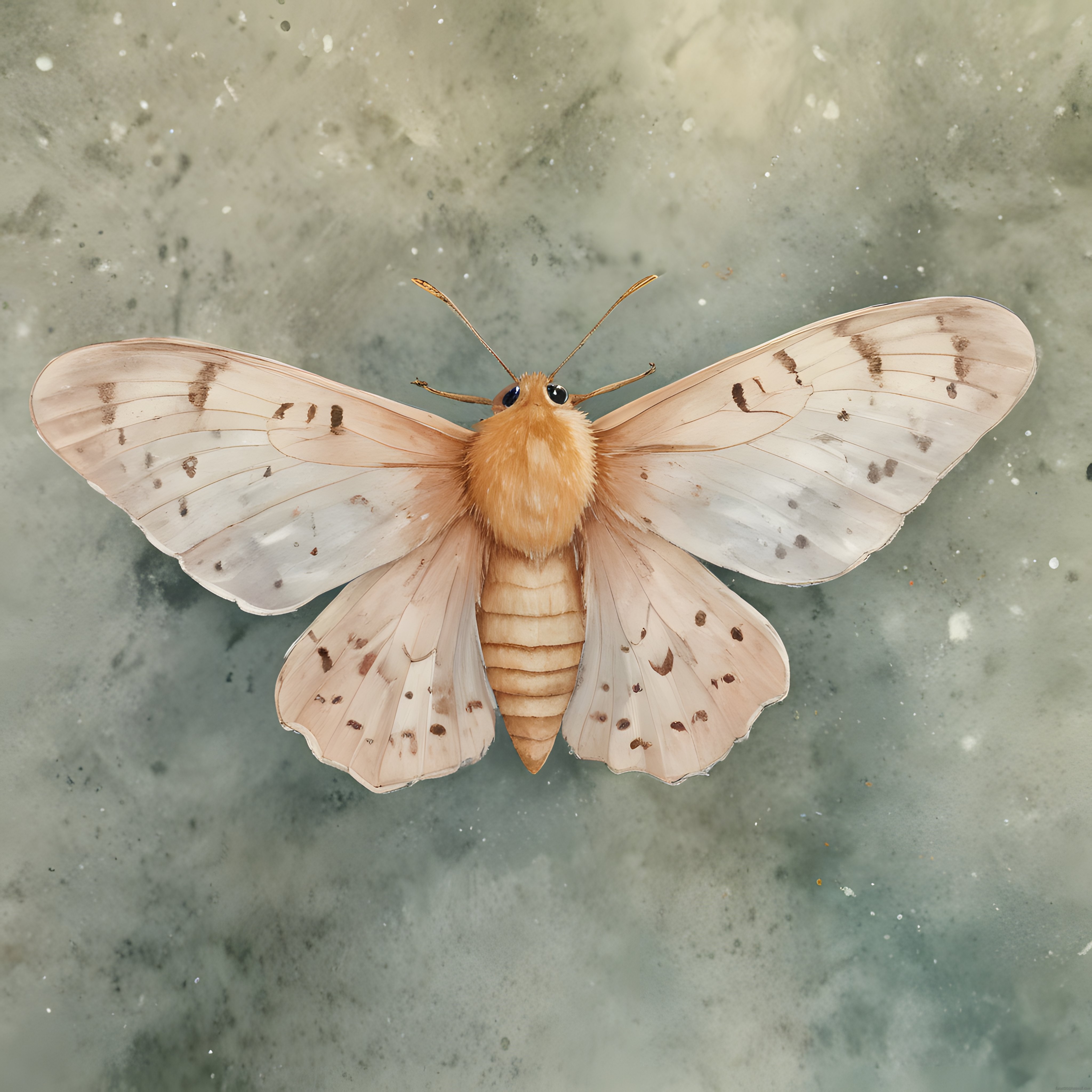 Beton Üzerinde Kanatlarını Açmış Tüylü Pembe Güve Makro Fotoğrafı
