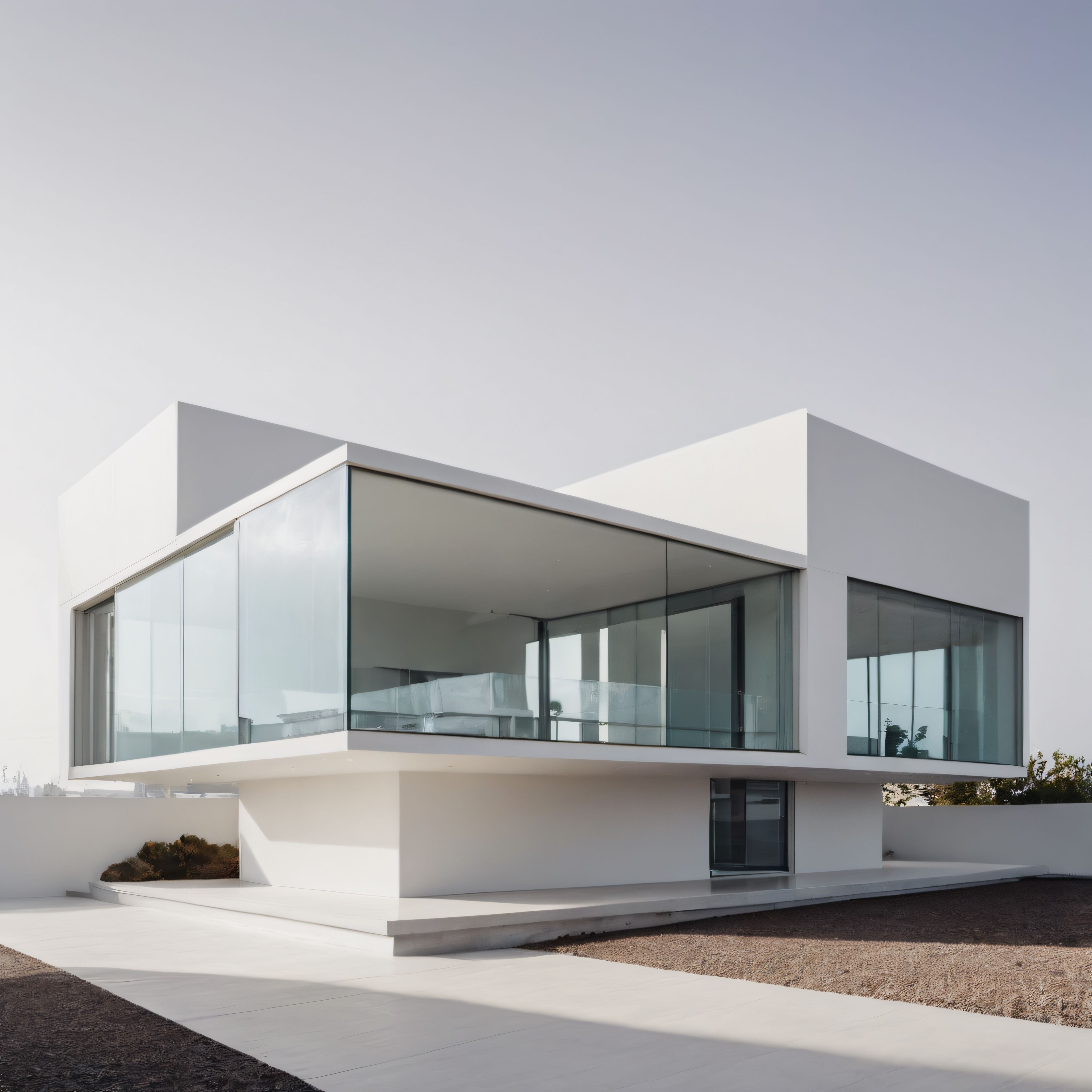 Beton ve Camın Uyumu: Modern Minimalist Beyaz Villa Mimarisi Örneği