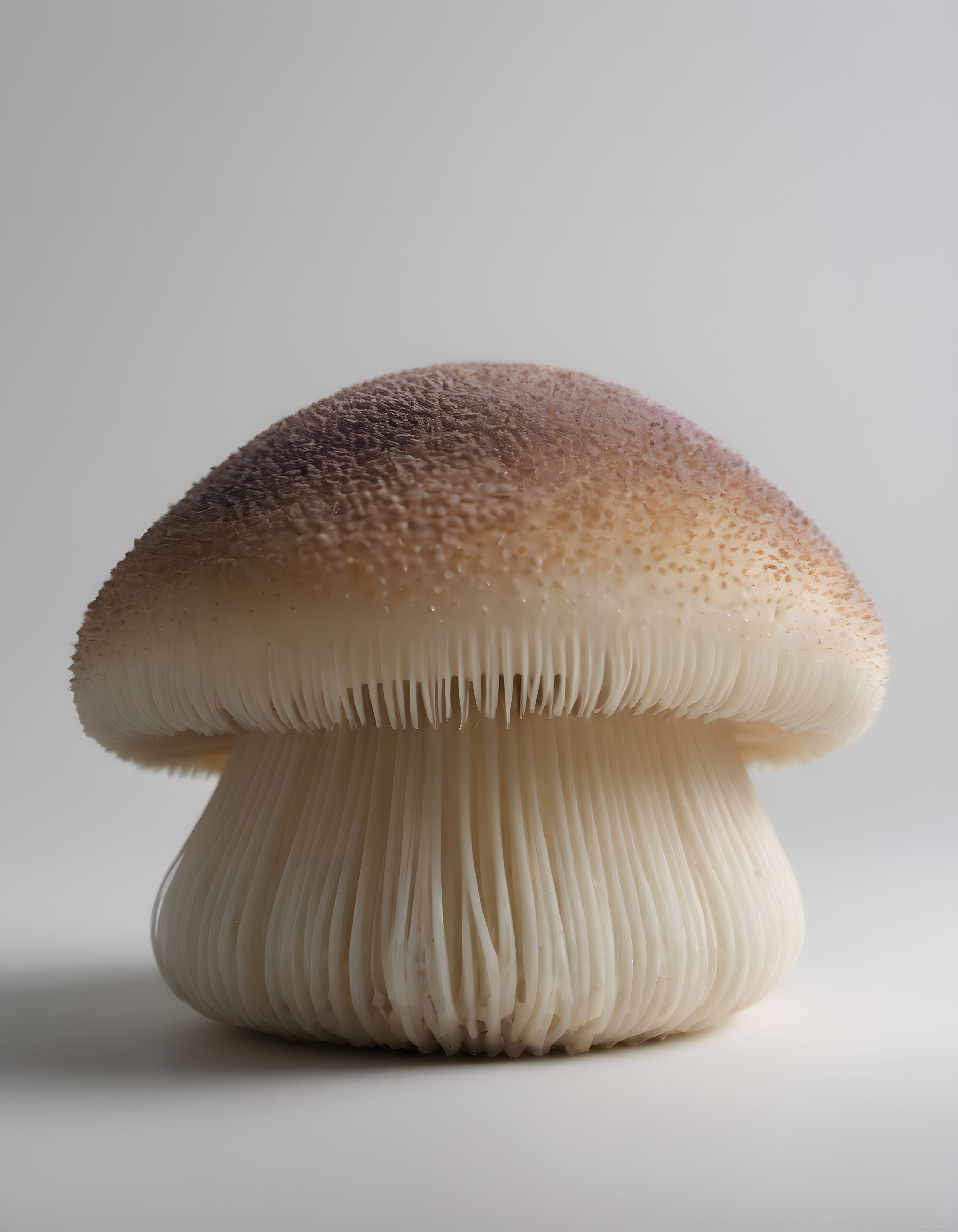 Beyaz Arka Plan Üzerinde Detaylı Shiitake Mantarı Makro Fotoğraf
