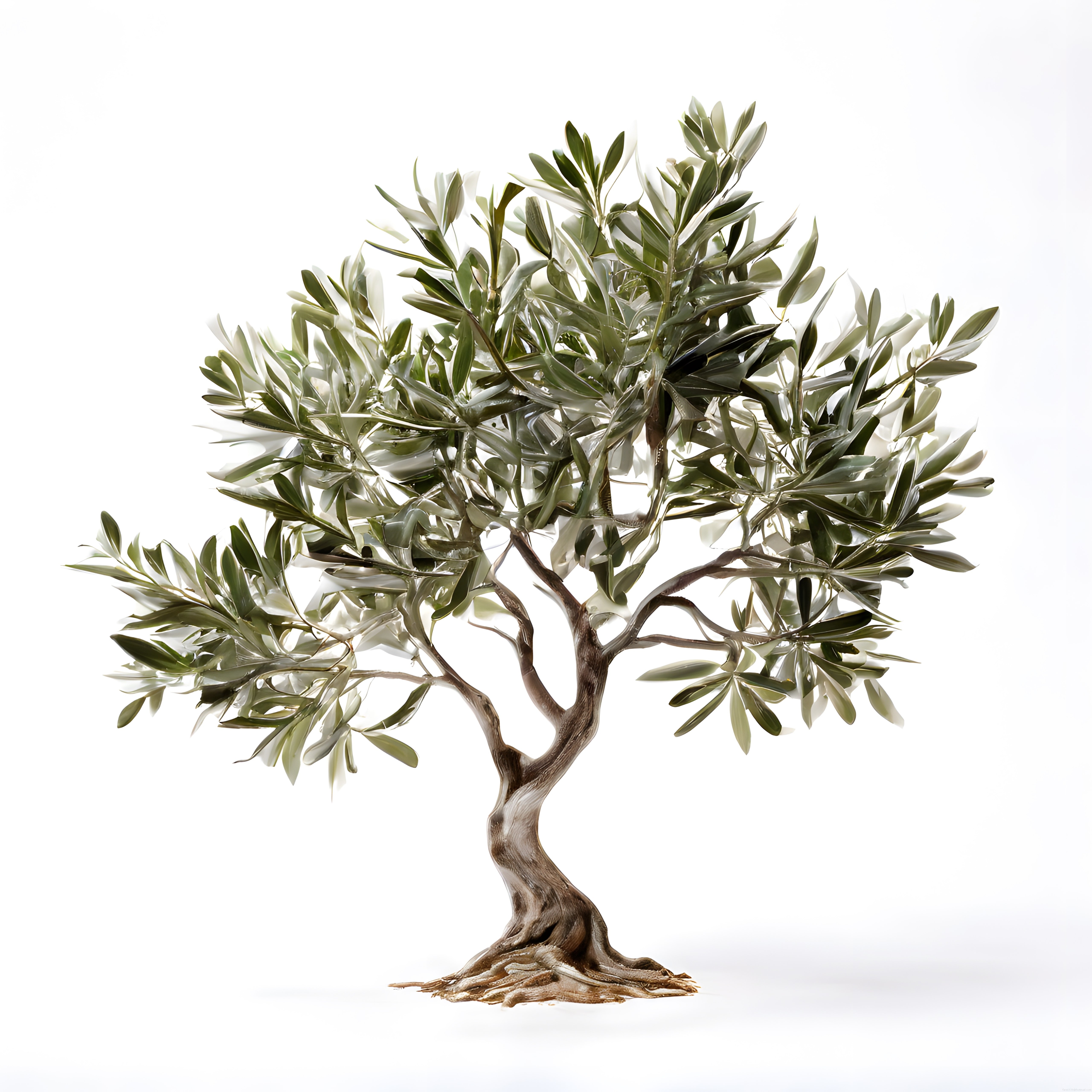 Beyaz arka plan üzerinde izole edilmiş bonsai tarzı zeytin ağacı stüdyo çekimi