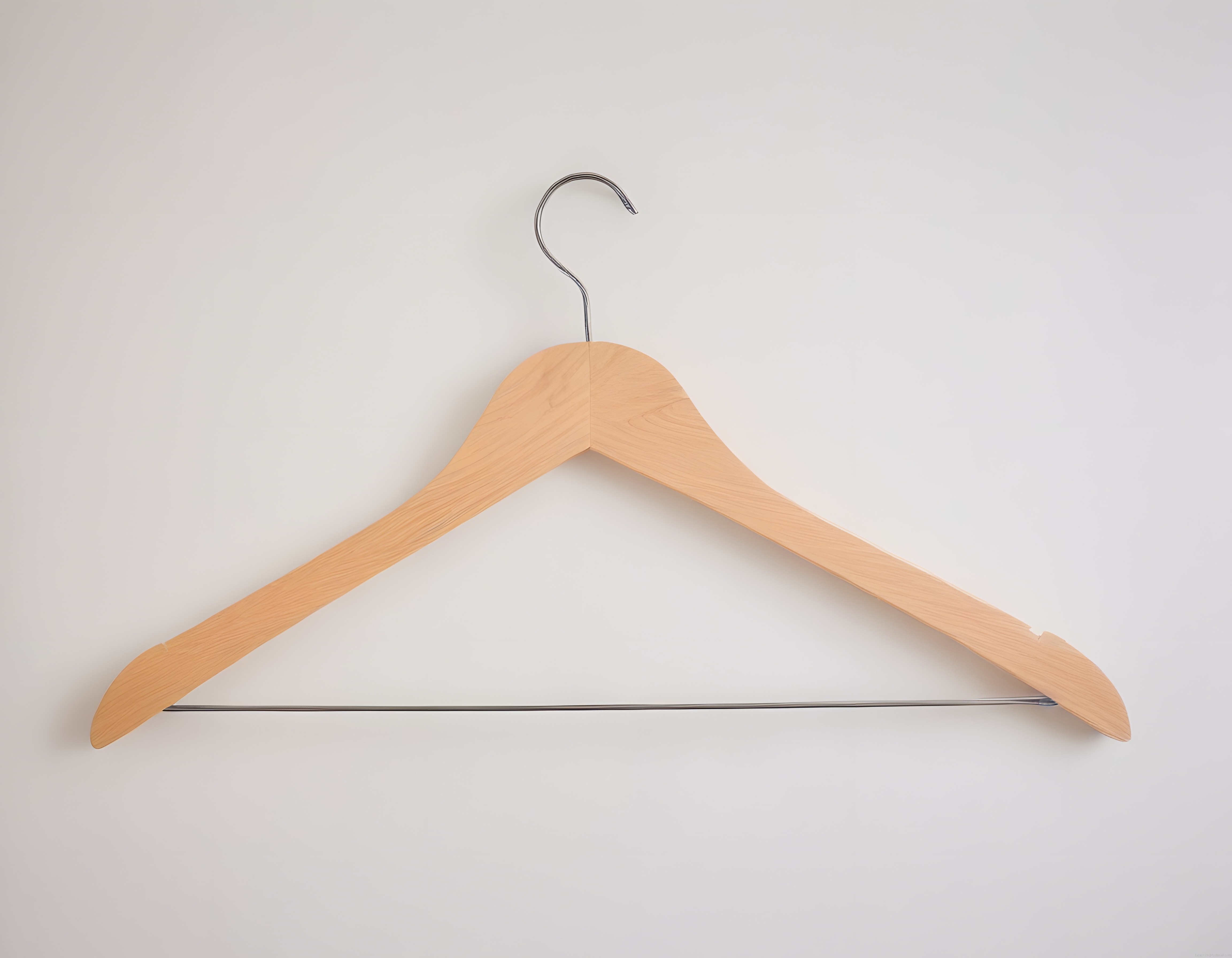 Beyaz Arka Plan Üzerinde Minimalist Ahşap Elbise Askısı Fotoğrafı