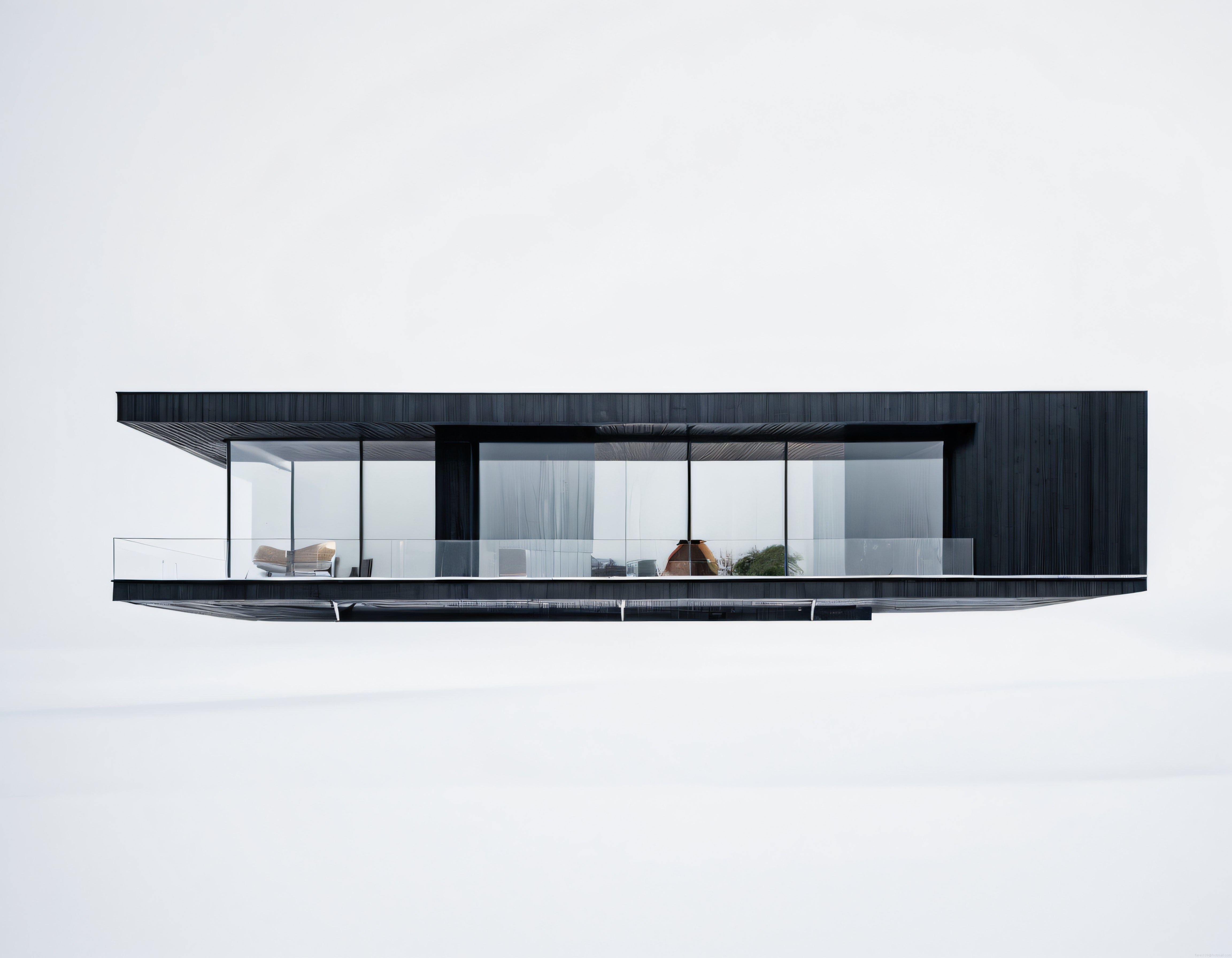 Beyaz Arka Plan Üzerinde Siyah Cepheli Modern Minimalist Ev Tasarımı