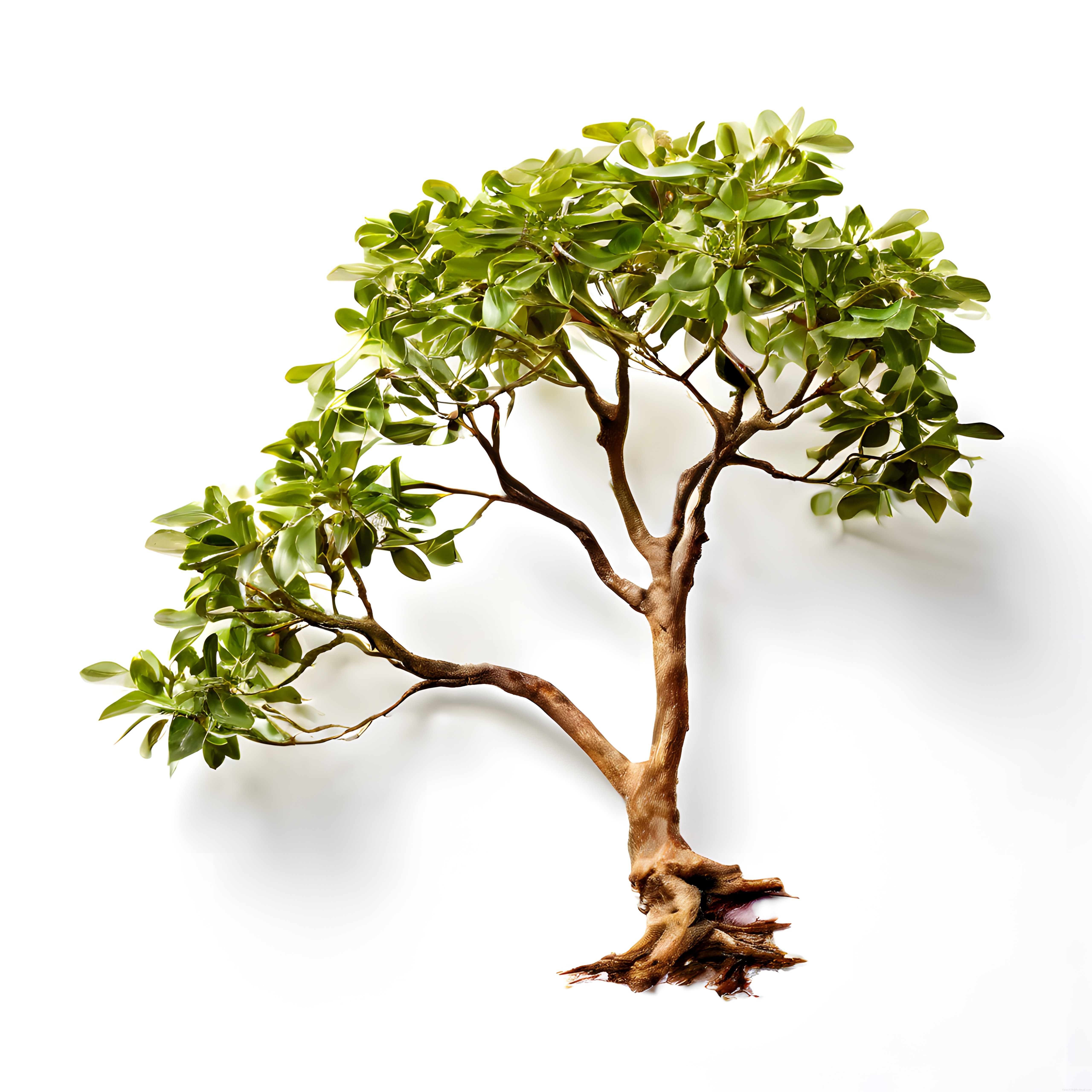 Beyaz Arka Planda Bonsai Ağacı ve Yumuşak Gölgesi: Stüdyo Fotoğrafı
