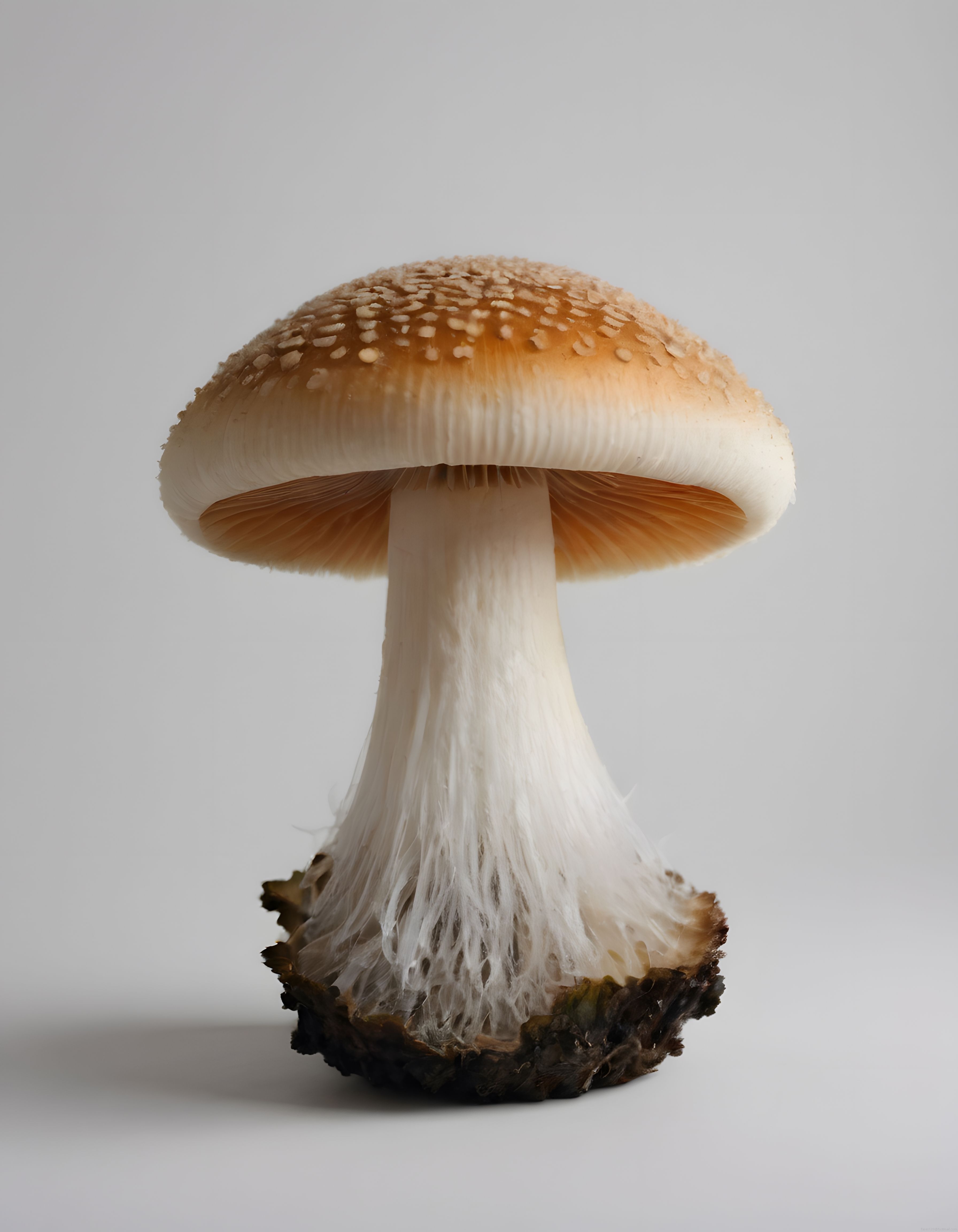Beyaz Arka Planda Doğal Amanita Mantarının Detaylı Makro Görseli