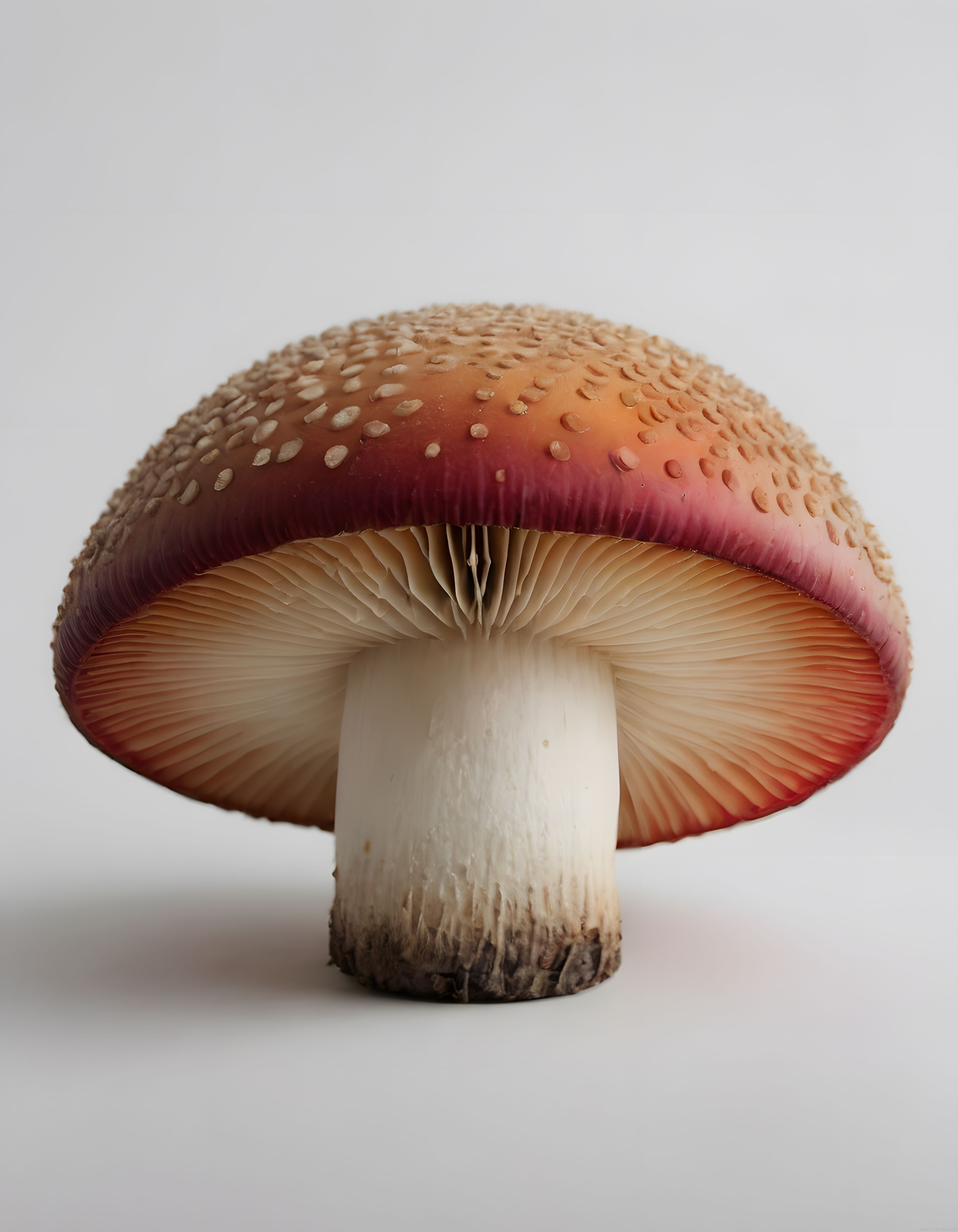 Beyaz Arka Planda Kırmızı Şapkalı Amanita Mantarının Detaylı Makro Görüntüsü