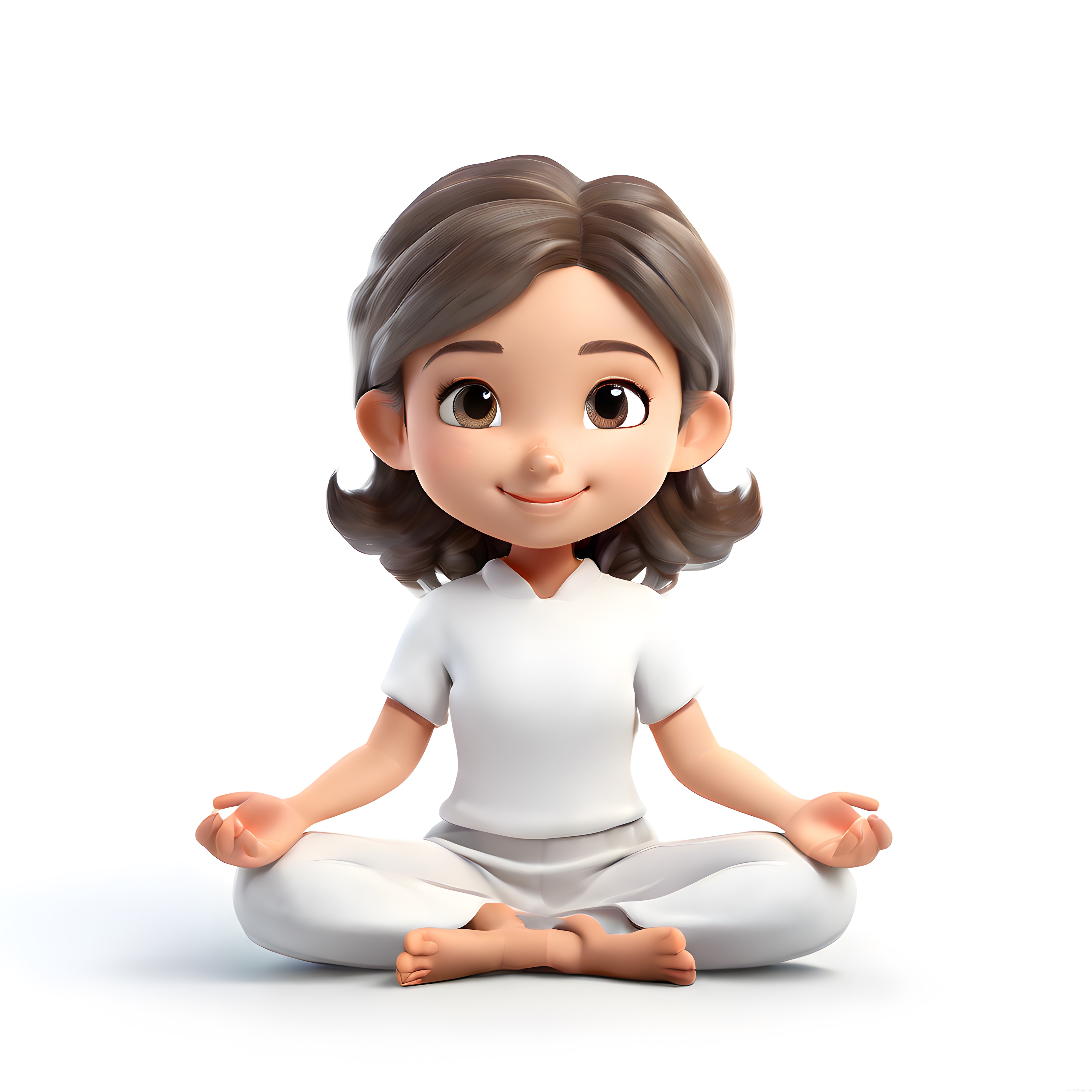 Beyaz Arka Planda Lotus Pozisyonunda Meditasyon Yapan 3D Animasyon Karakter