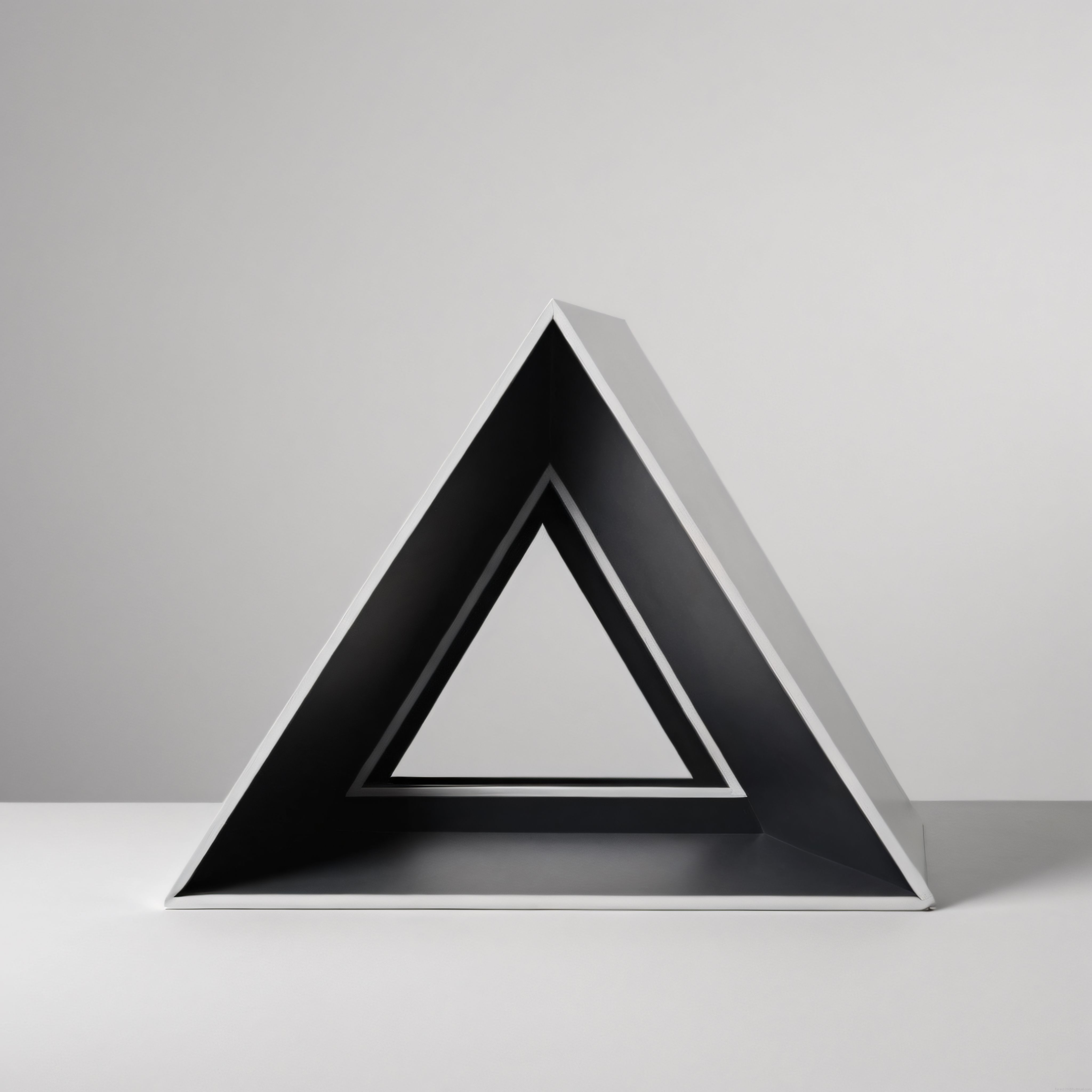 Beyaz Arka Planda Minimalist Üçgen Prizma ve Abstrokt Geometrik Sanat