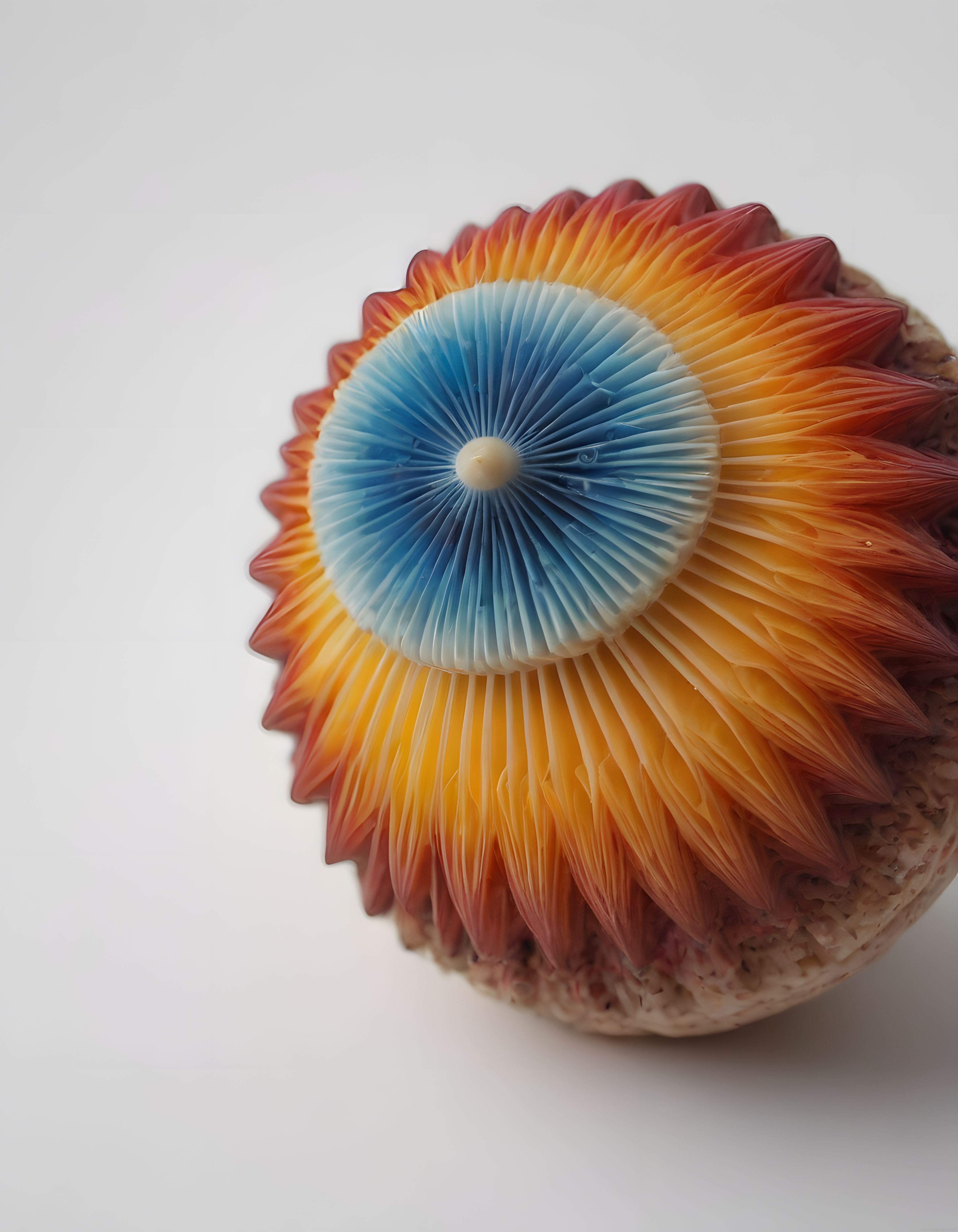 Beyaz Arka Planda Radyal Simetrik Renkli Cam Sanat Objesi Makro Fotoğraf