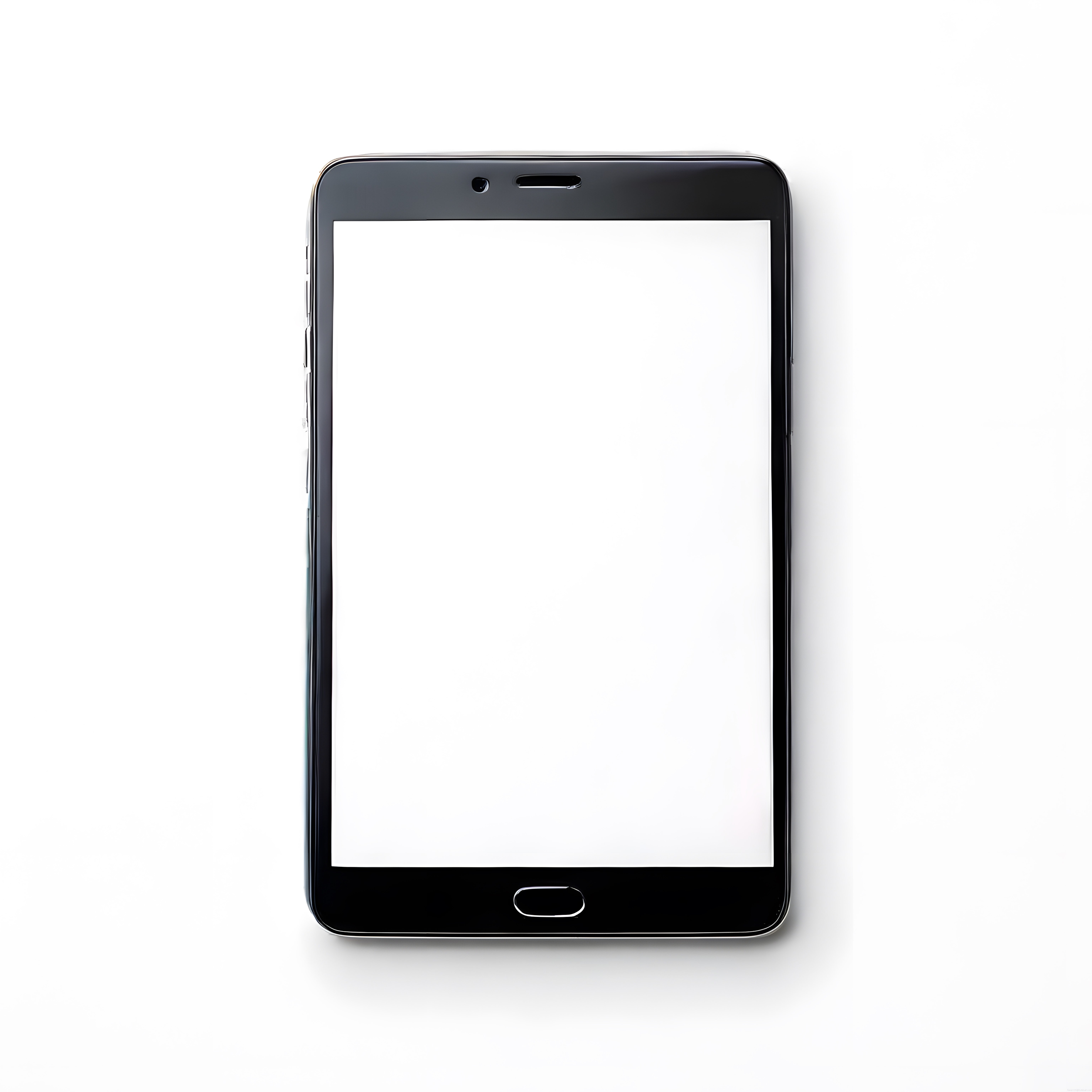 Beyaz Arka Planda Siyah Çerçeveli Modern Akıllı Telefon ve Boş Ekran Şablonu