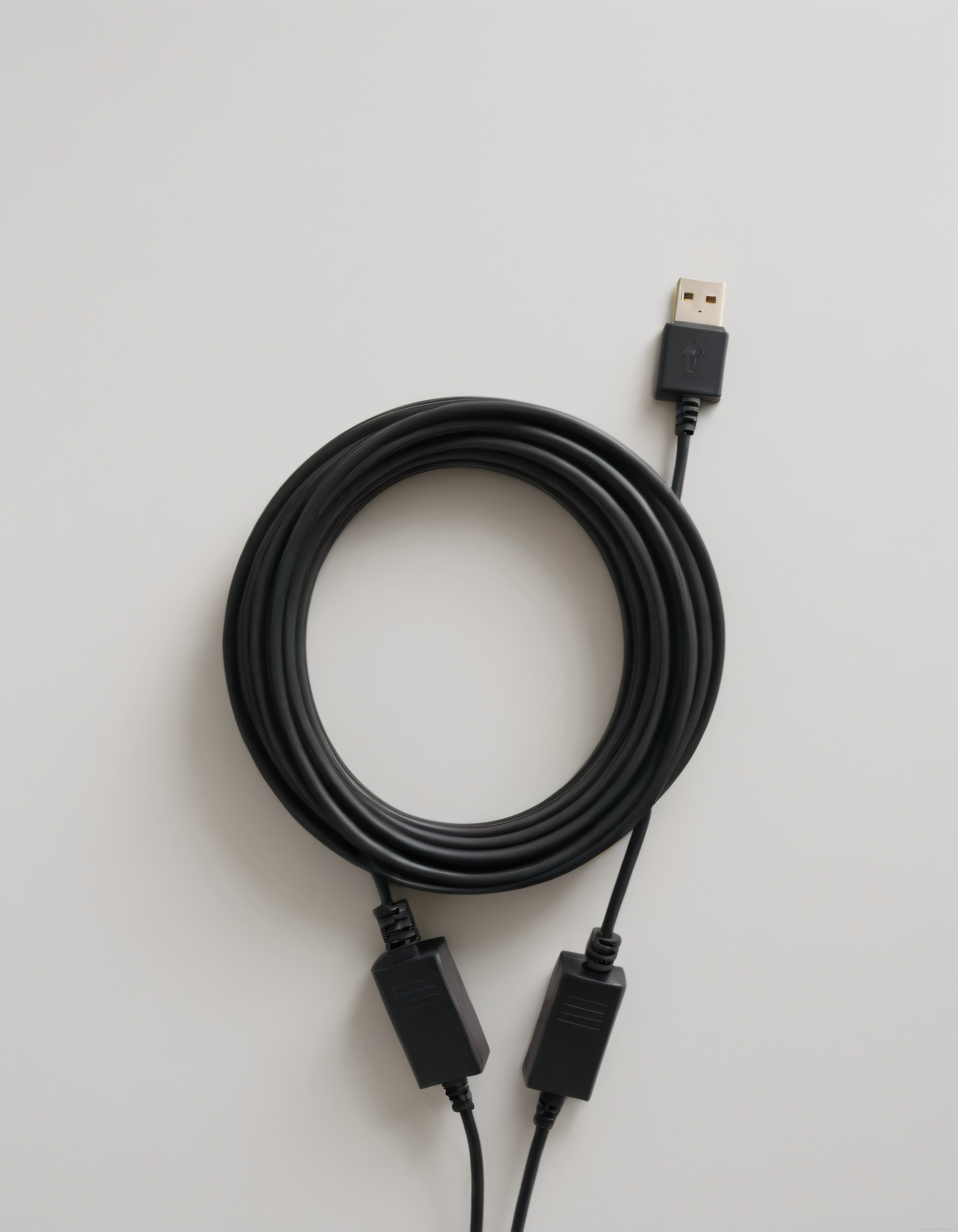 beyaz arka planda siyah usb kablosu ve çoklayıcı adaptör ürün fotoğrafı