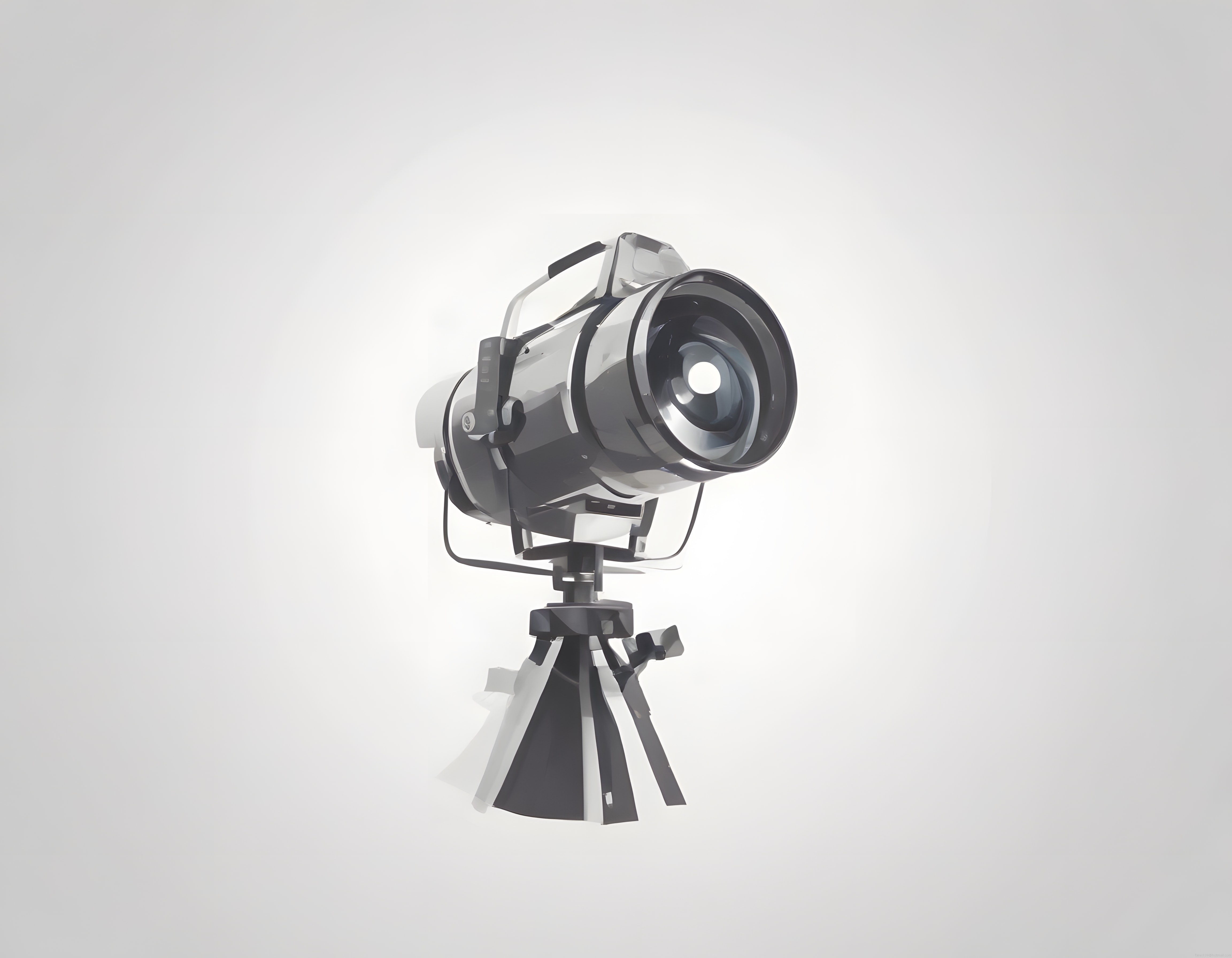 Beyaz Arka Planda Vintage Stüdyo Spot Işığı ve Tripod Ayak