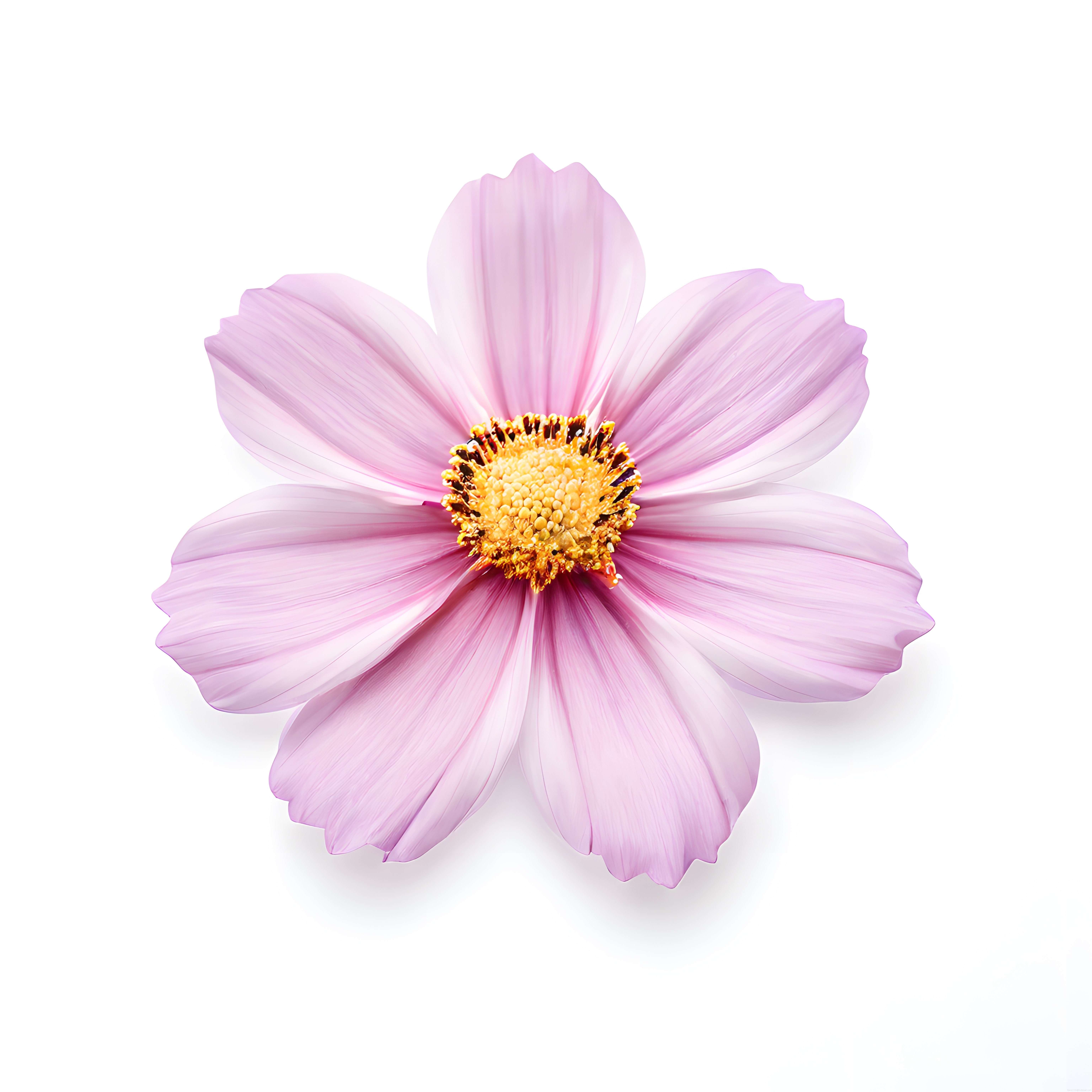 Beyaz Arkaplan Üzerinde Yalıtılmış Narin Pembe Kozmos Çiçeği Makro Fotoğraf
