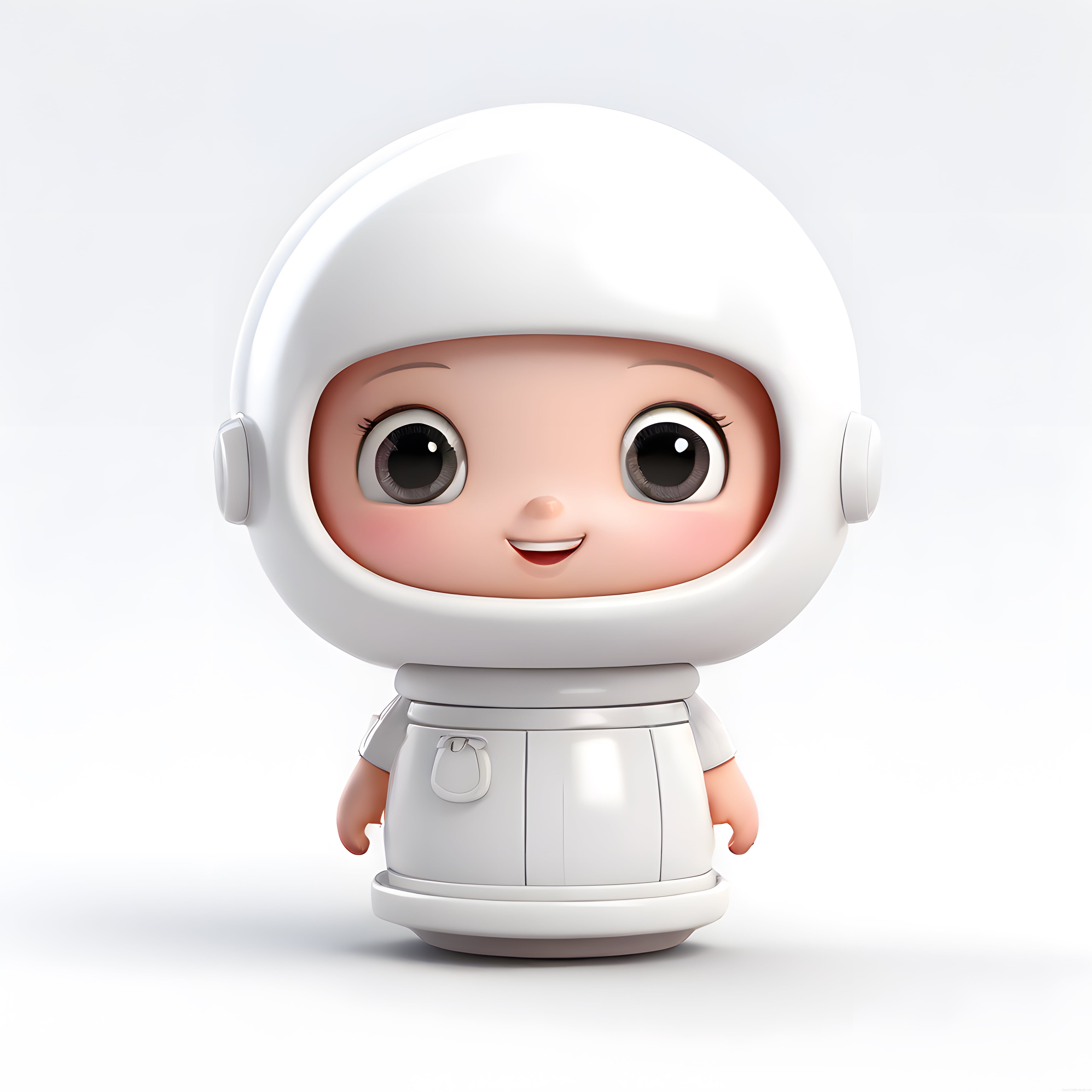 Beyaz Astronot Kıyafetli Sevimli 3D Karakter: Masum ve Neşeli Uzay Macerası