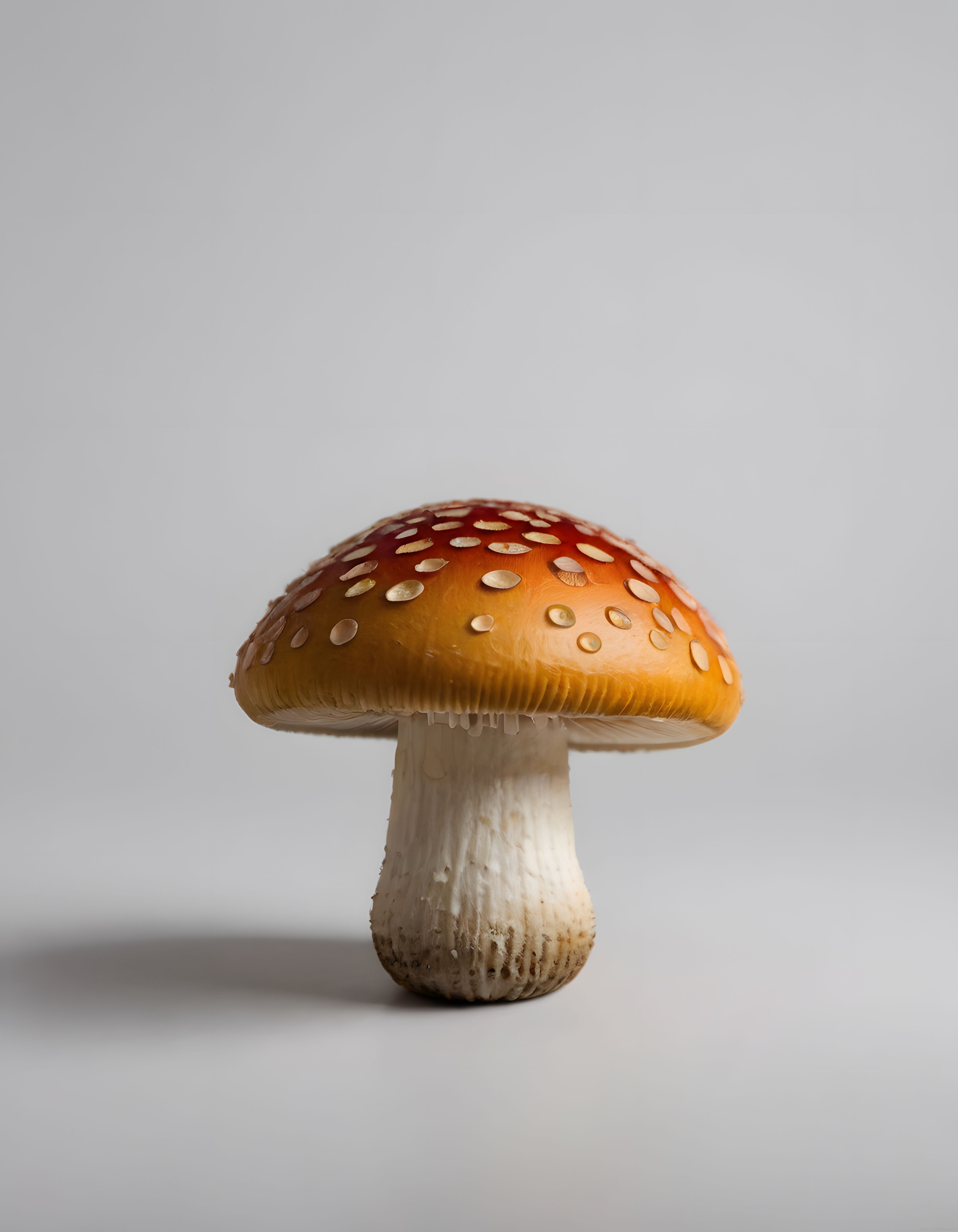 Beyaz benekli amanita mantarının stüdyo ortamında etkileyici görüntüsü
