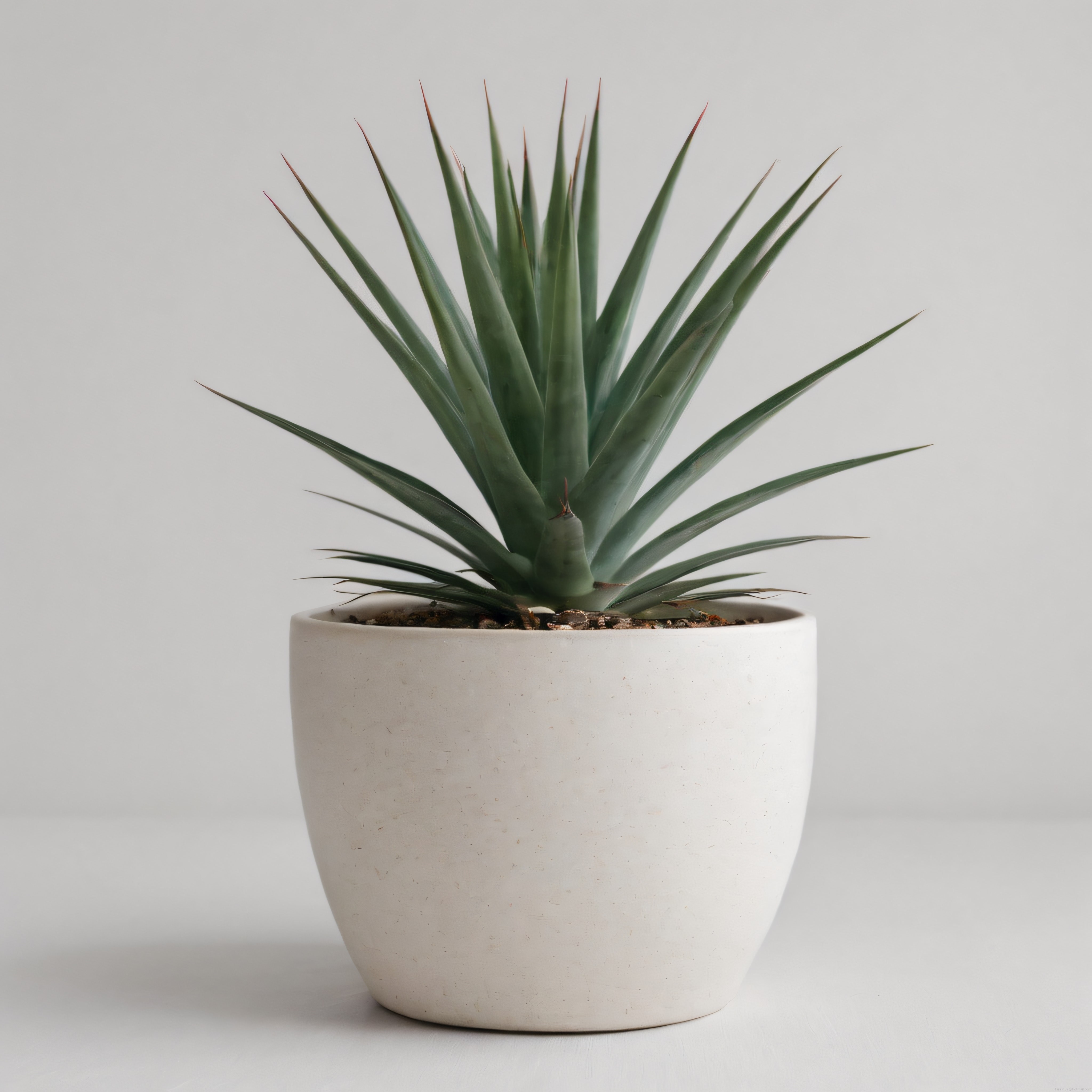 Beyaz Beton Saksıda Agave Sukulenti ve Modern Minimalist Dekorasyon