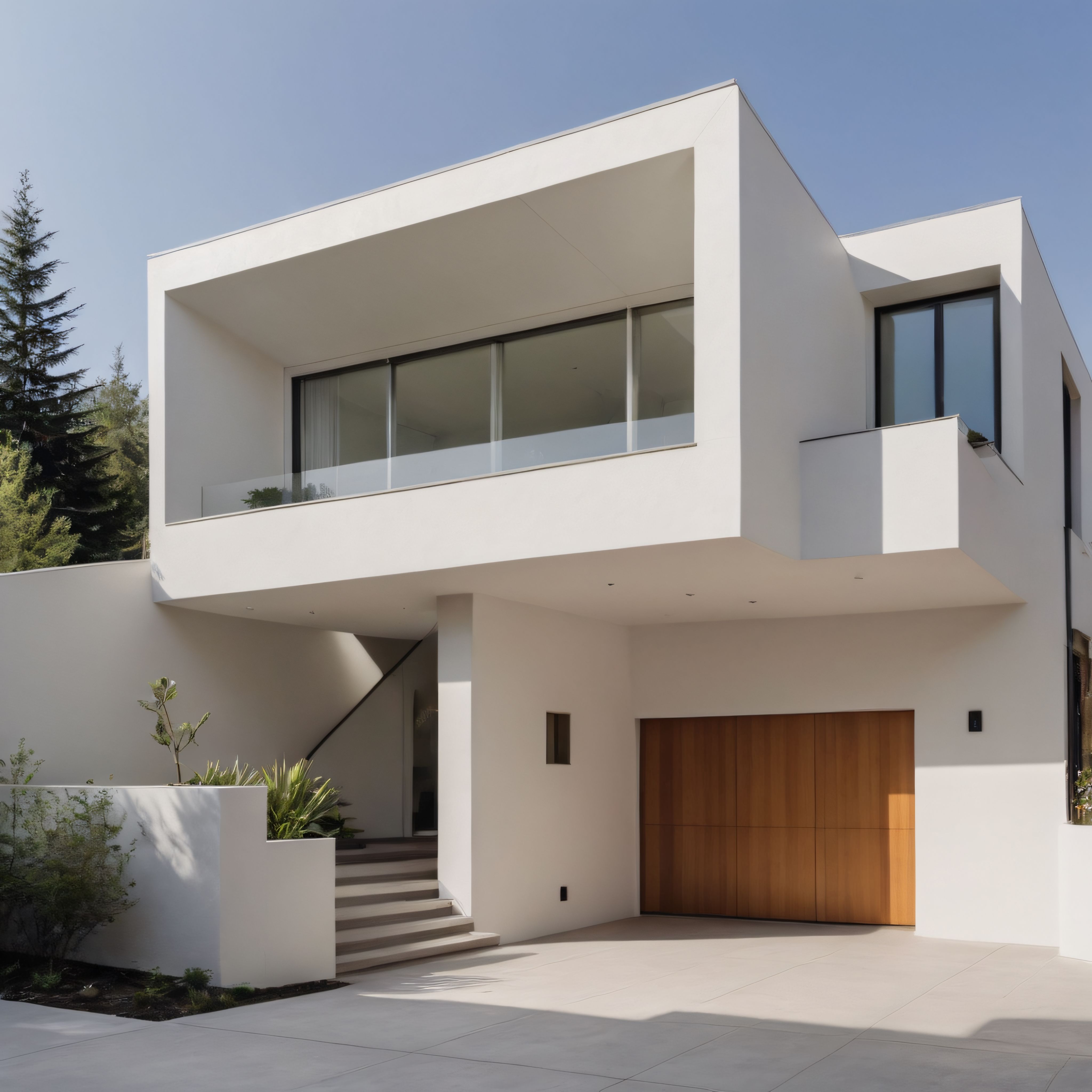 Beyaz Beton ve Ahşap Detaylarla Büyüleyici Çağdaş Bir Villa Tasarımı