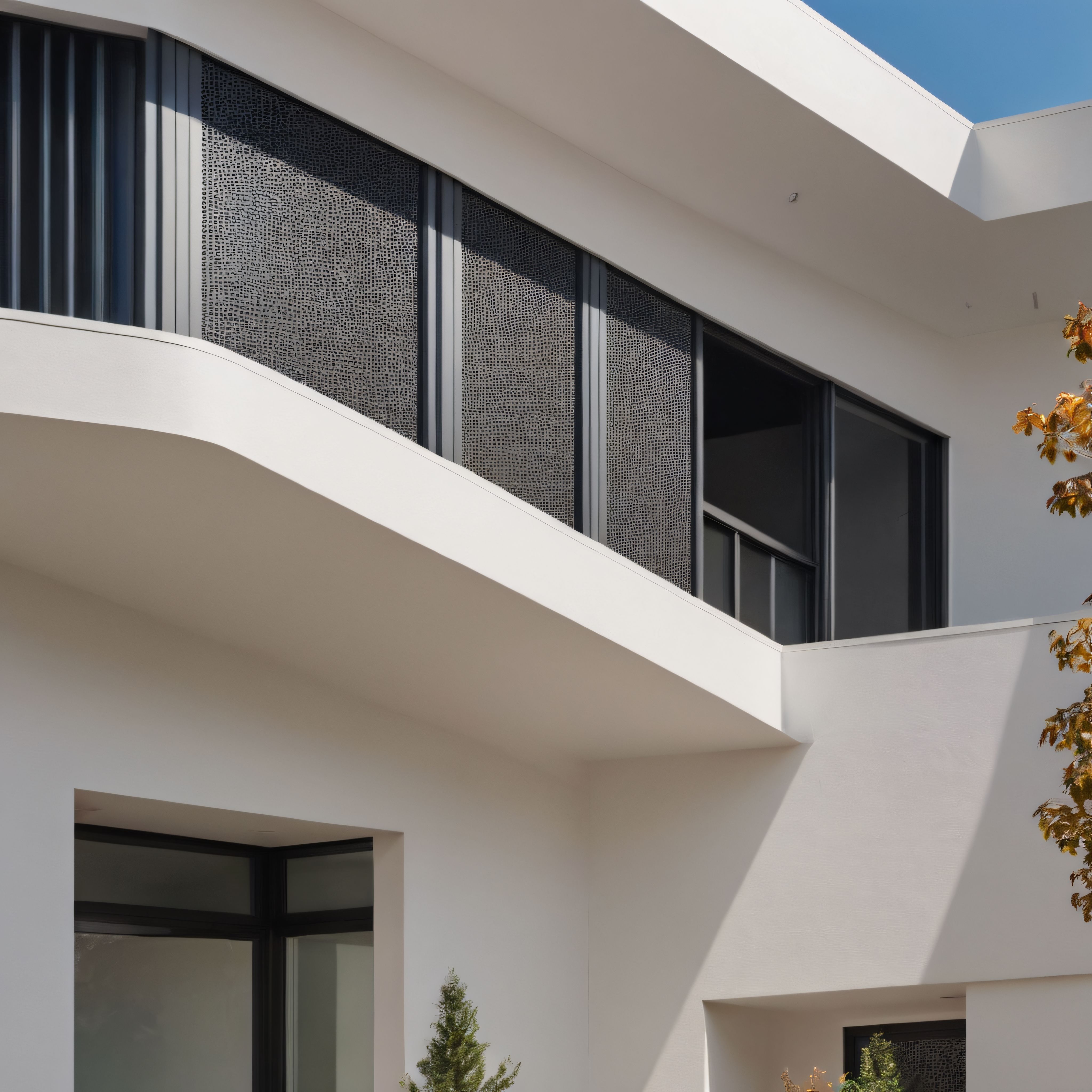 Beyaz Beton ve Geometrik Hatlarla Tasarlanmış Lüks Modern Villa Cephesi