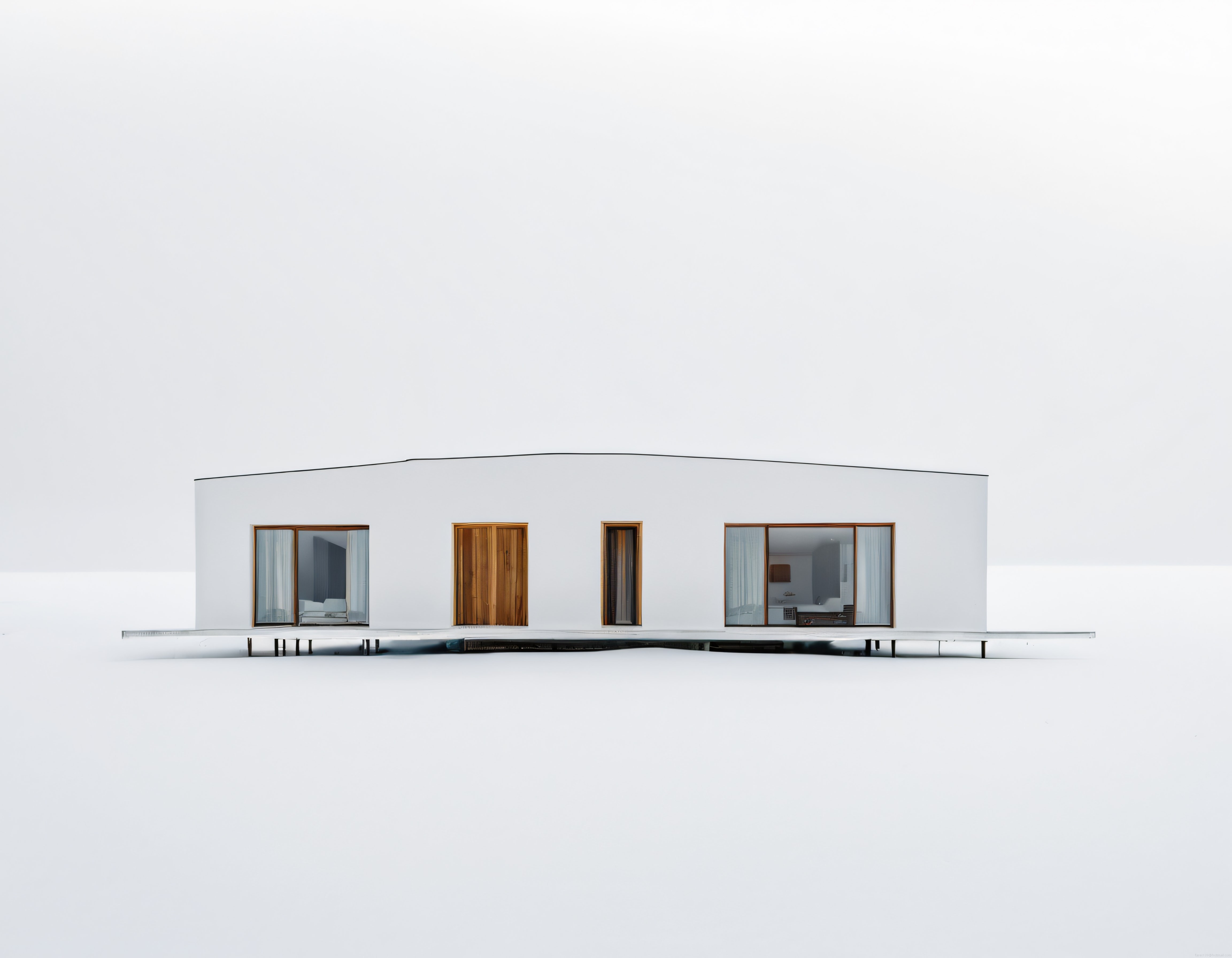 Beyaz Bir Boşlukta Yüzen Modern Ev: Minimalist Mimarinin Zarif Detayları