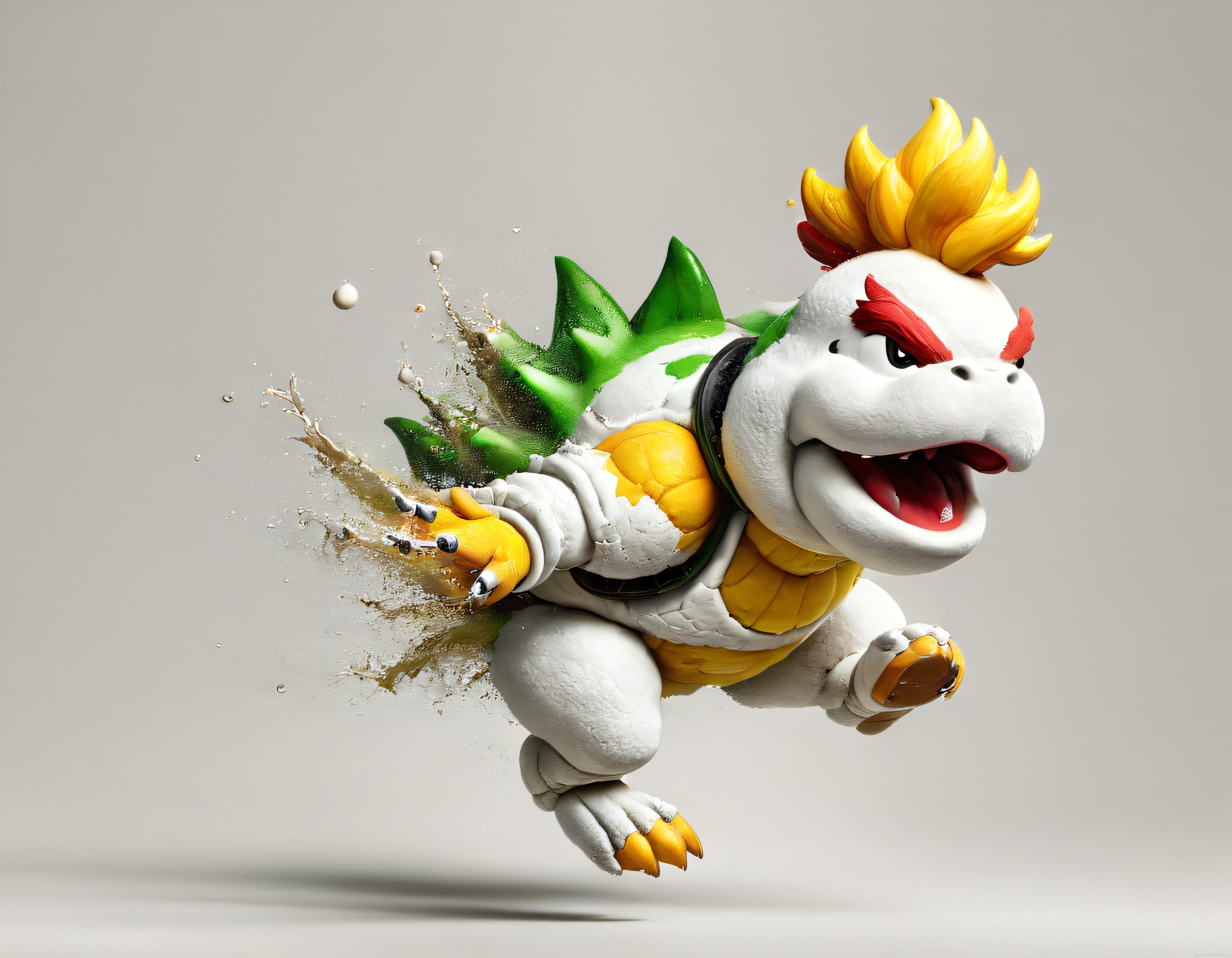 Beyaz Bowser Heykeli: Mario Düşmanının Etkileyici 3D Dijital Tasarımı