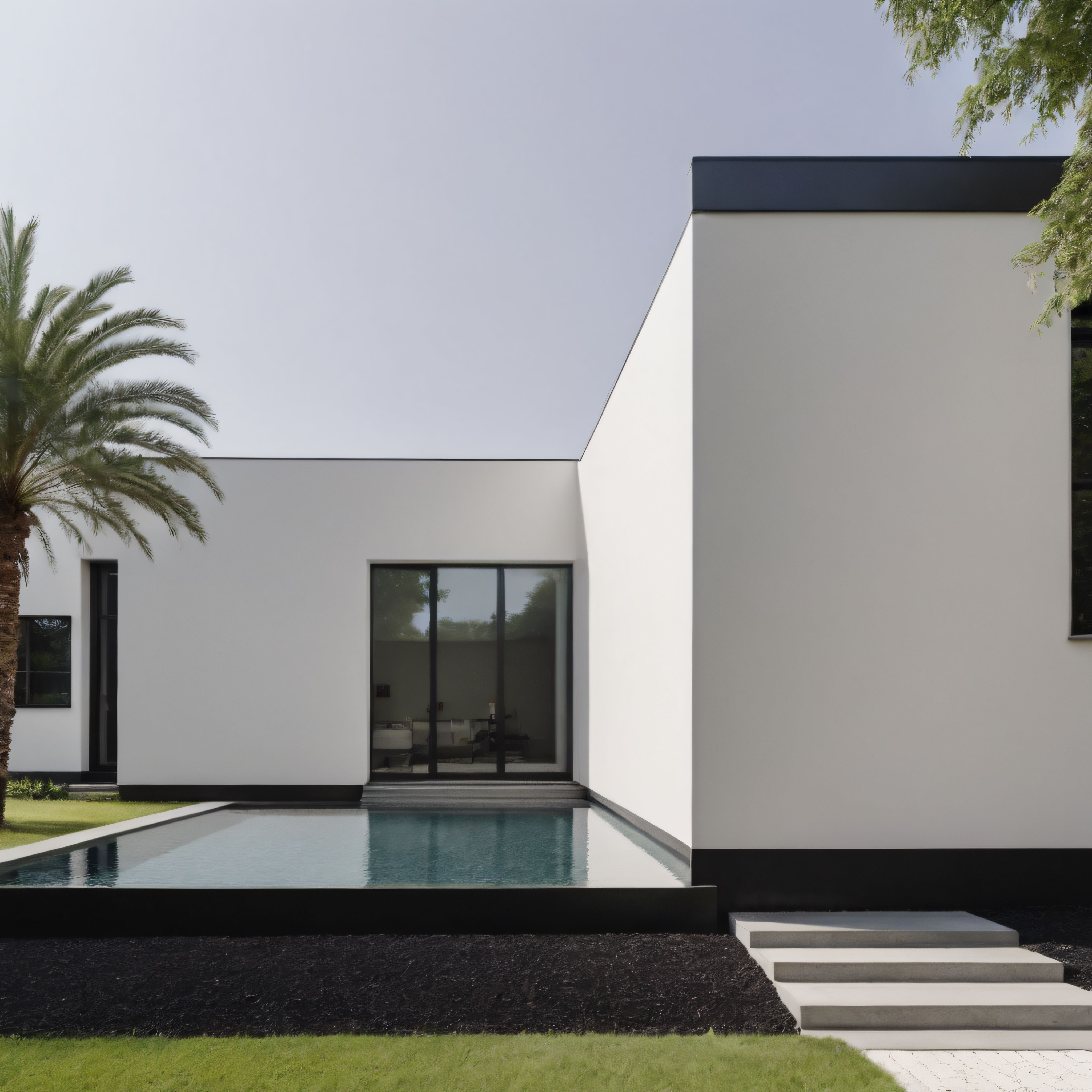 Beyaz Cepheli Minimalist Villa ve Sessiz Yansıma Havuzu ile Modern Yaşam